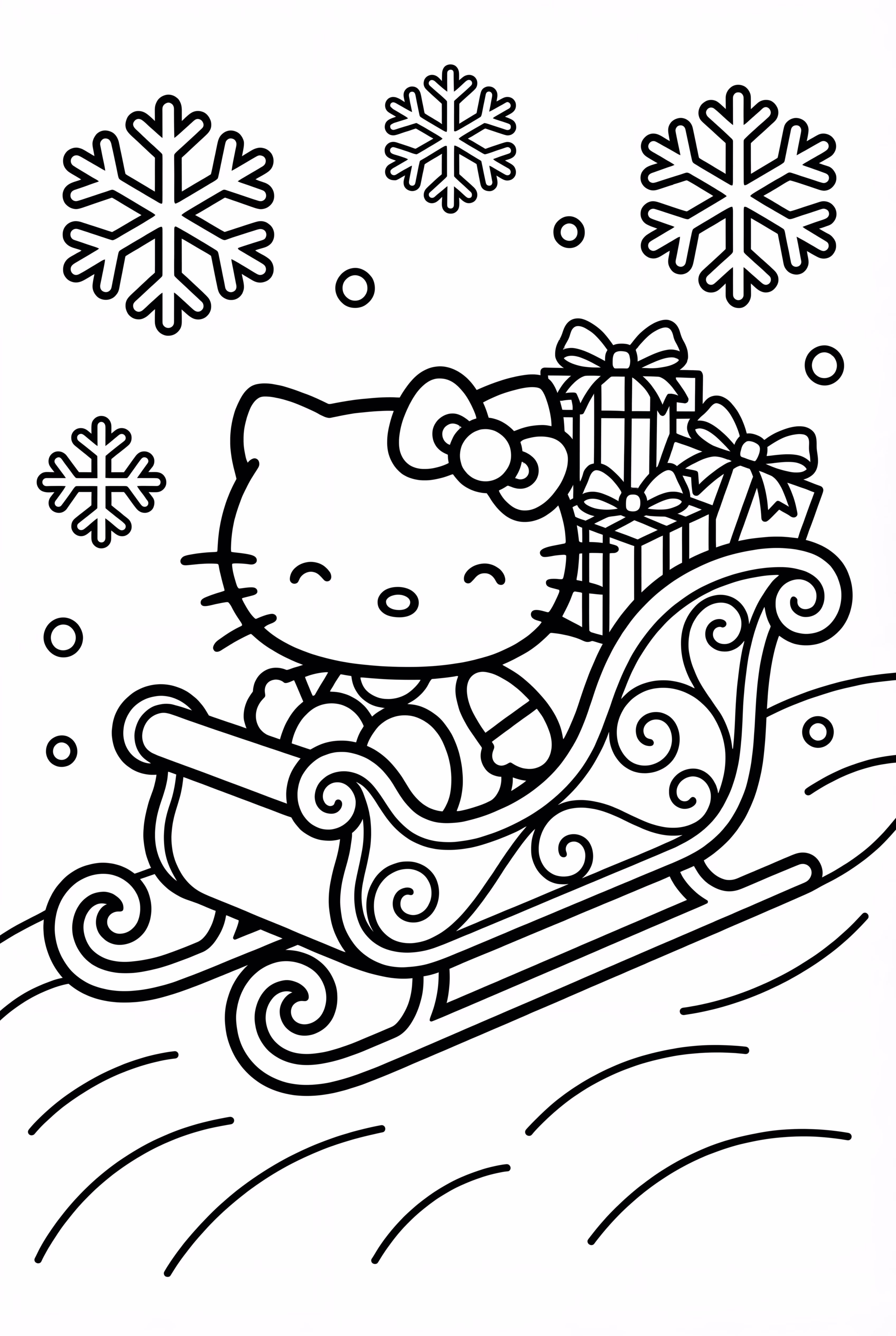 Hello Kitty In A Sleigh Full Of Gifts