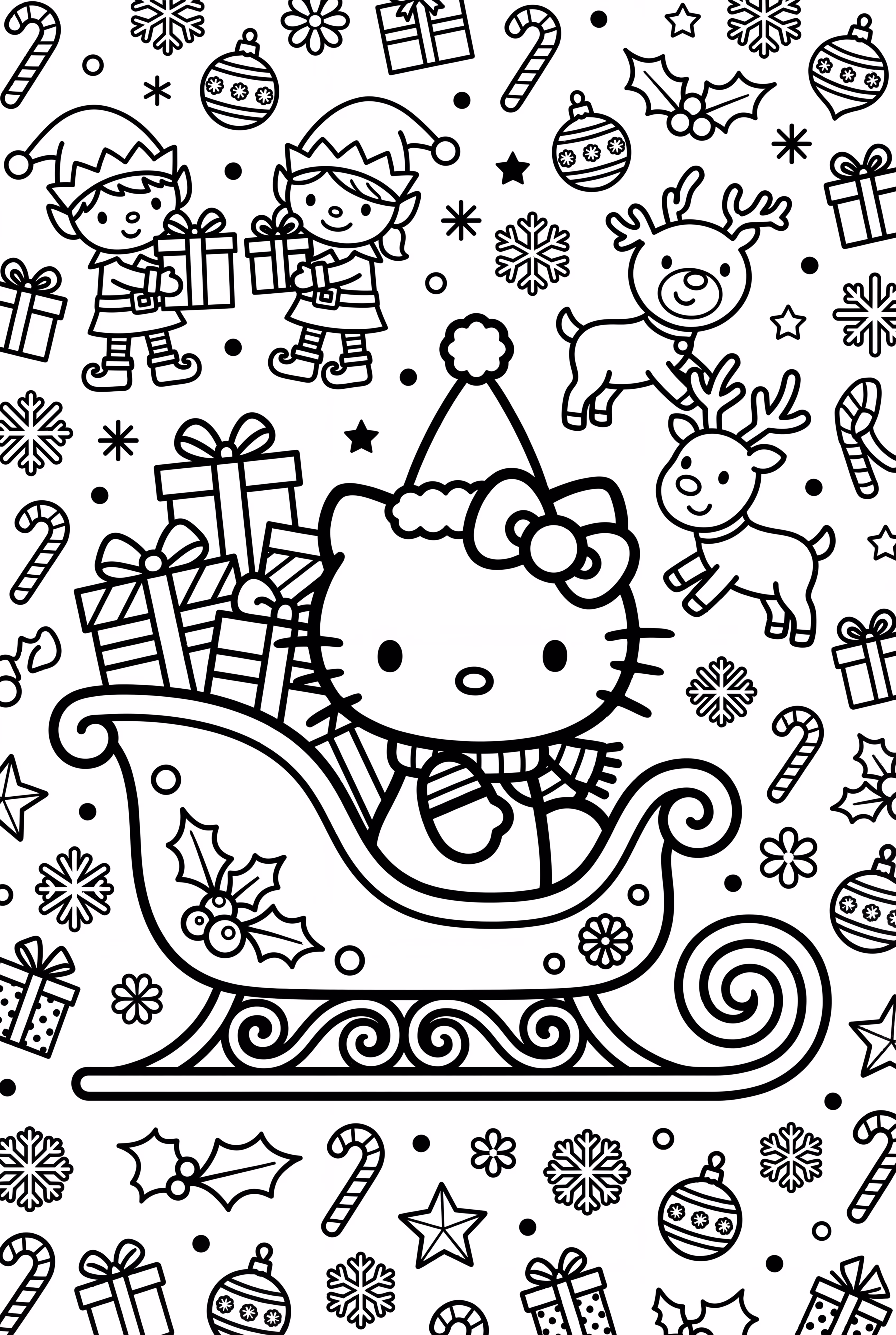 Hello Kitty In Santa's Crowded Sleigh