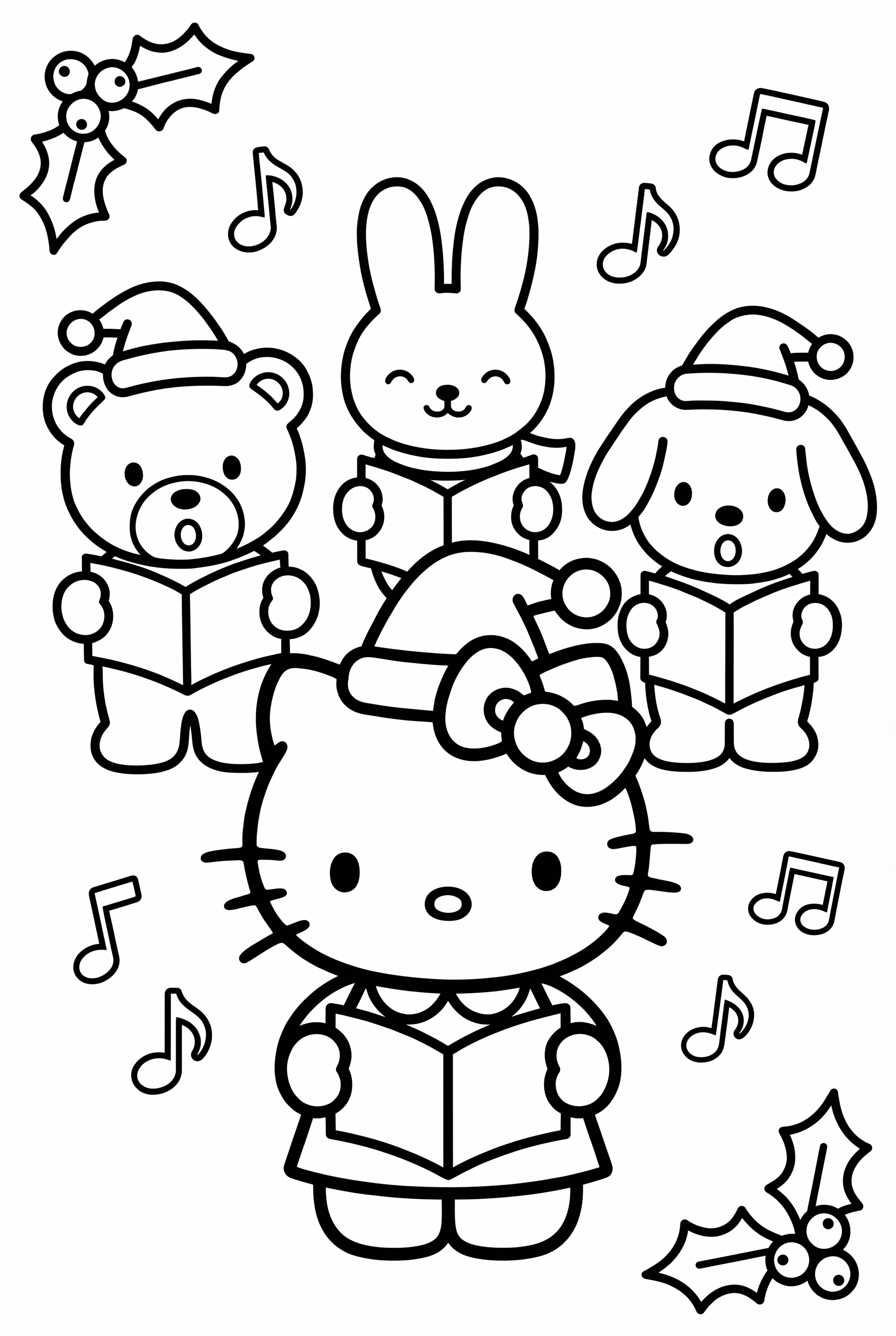 Hello Kitty Dirigiendo el Coro de Navidad