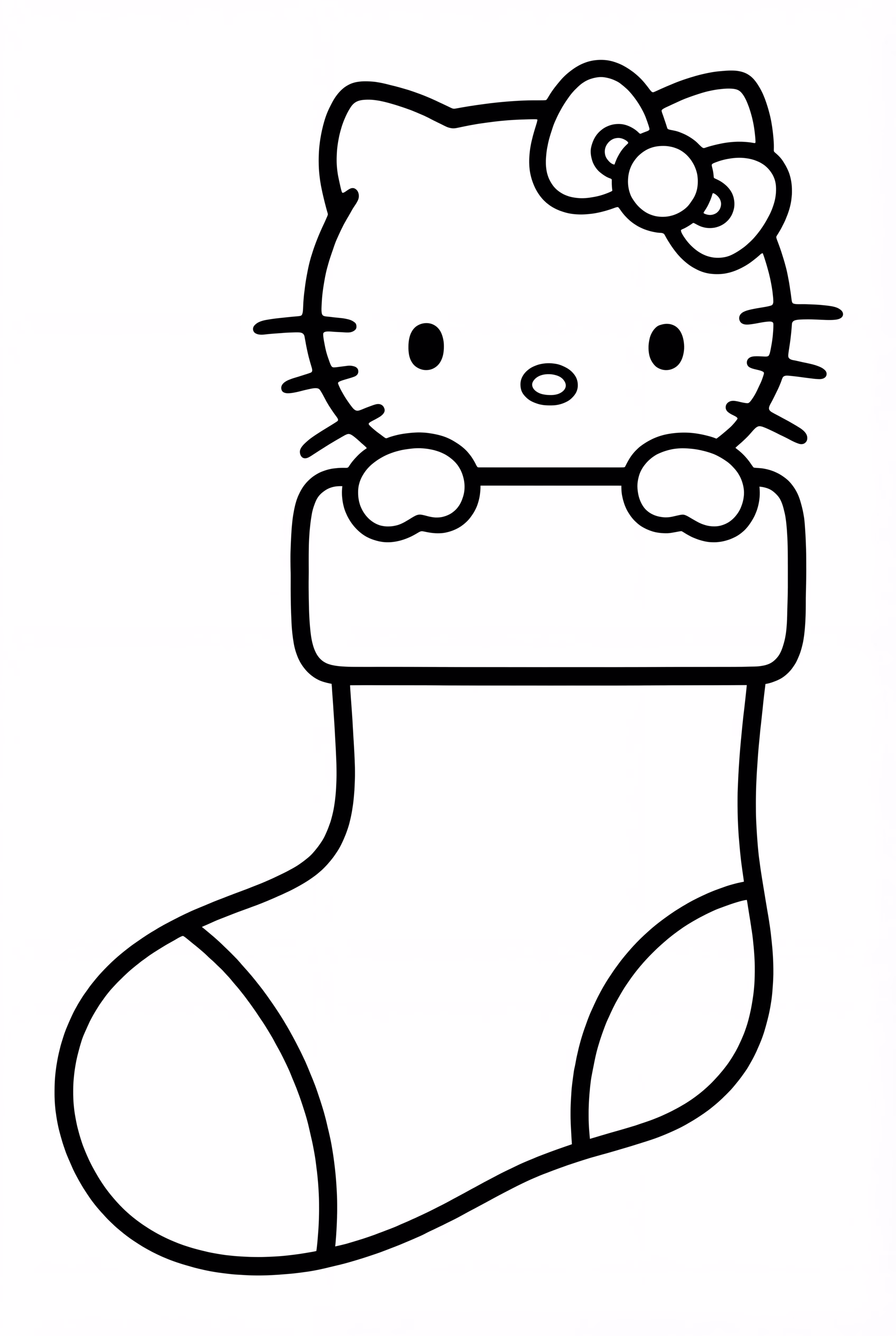 Hello Kitty schaut aus einem Strumpf hervor