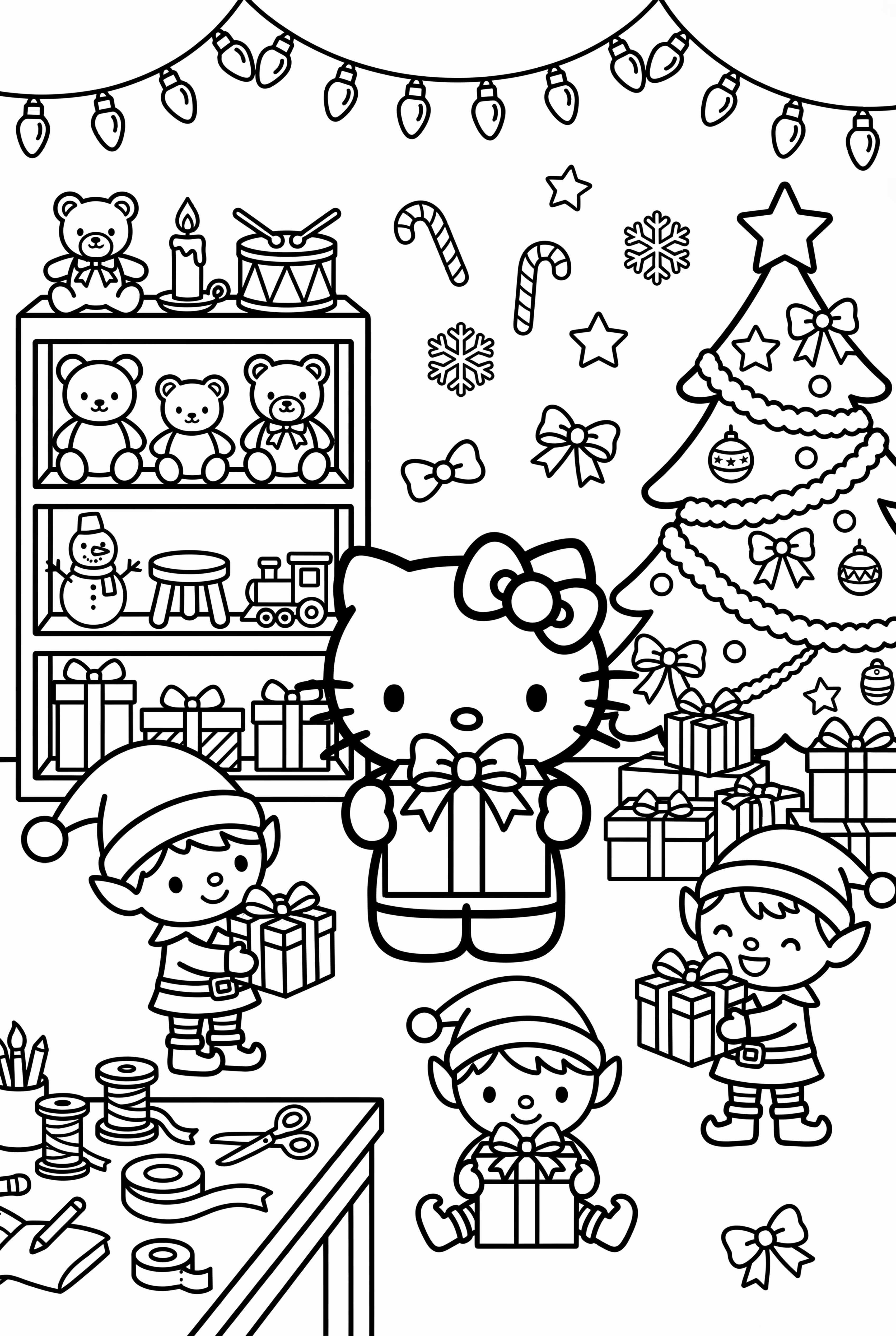El ajetreado taller navideño de Hello Kitty