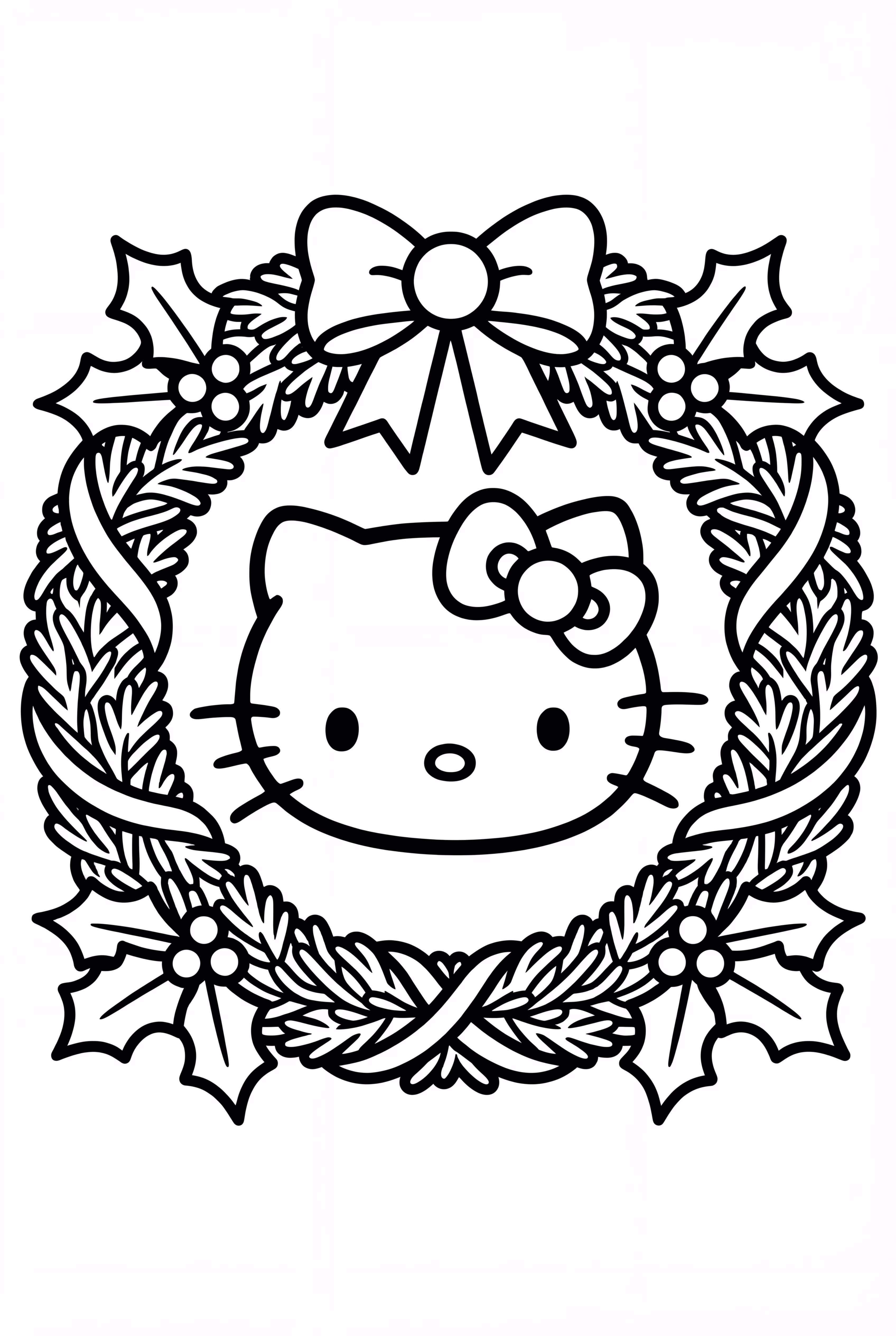 Hello Kitty's Face In A Christmas Wreath
