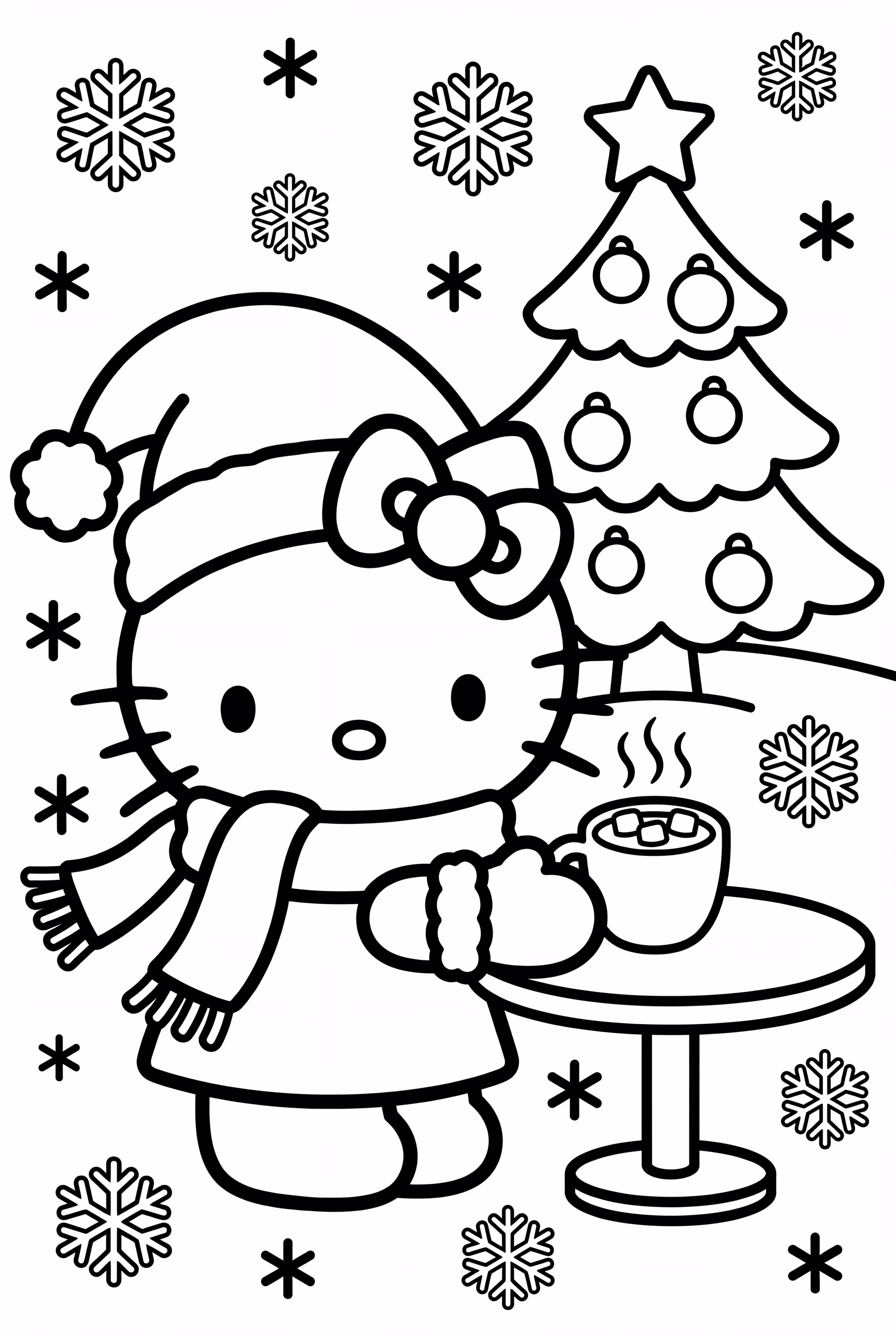 Hello Kitty Serving Hot Christmas Cocoa