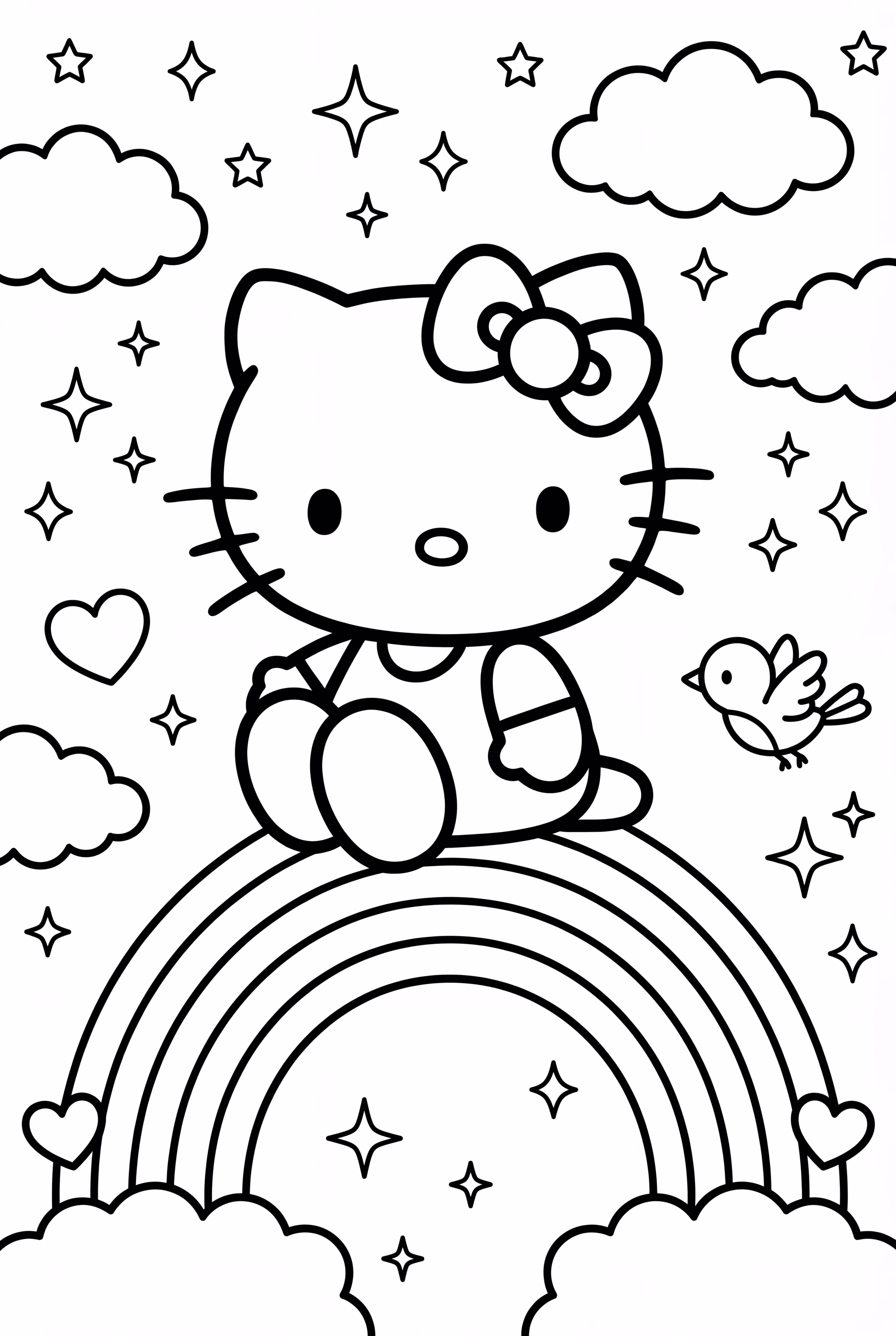 hello kitty sentada en un arcoíris-2