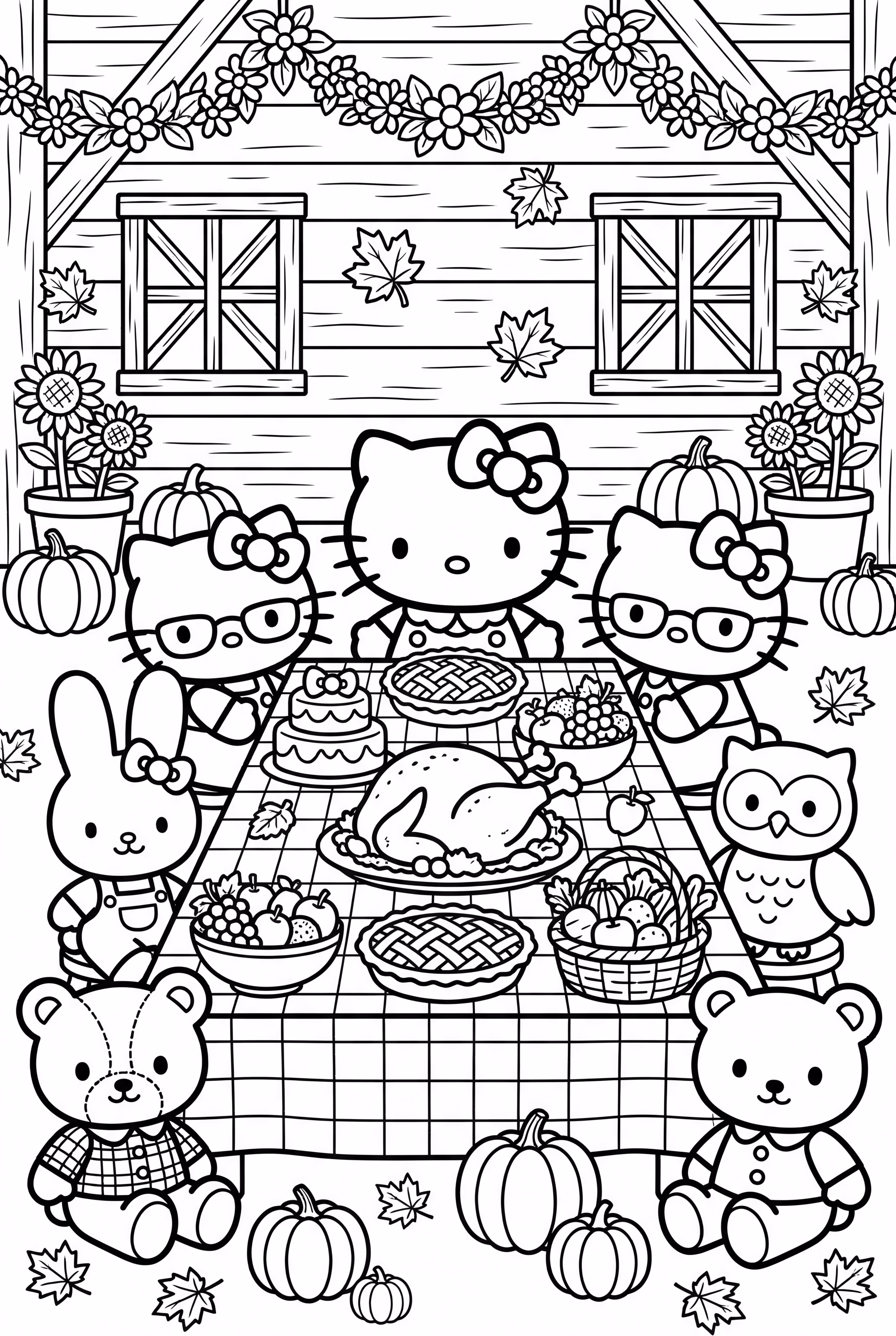 Hello Kitty Thanksgiving A Bountiful Harvest Scene