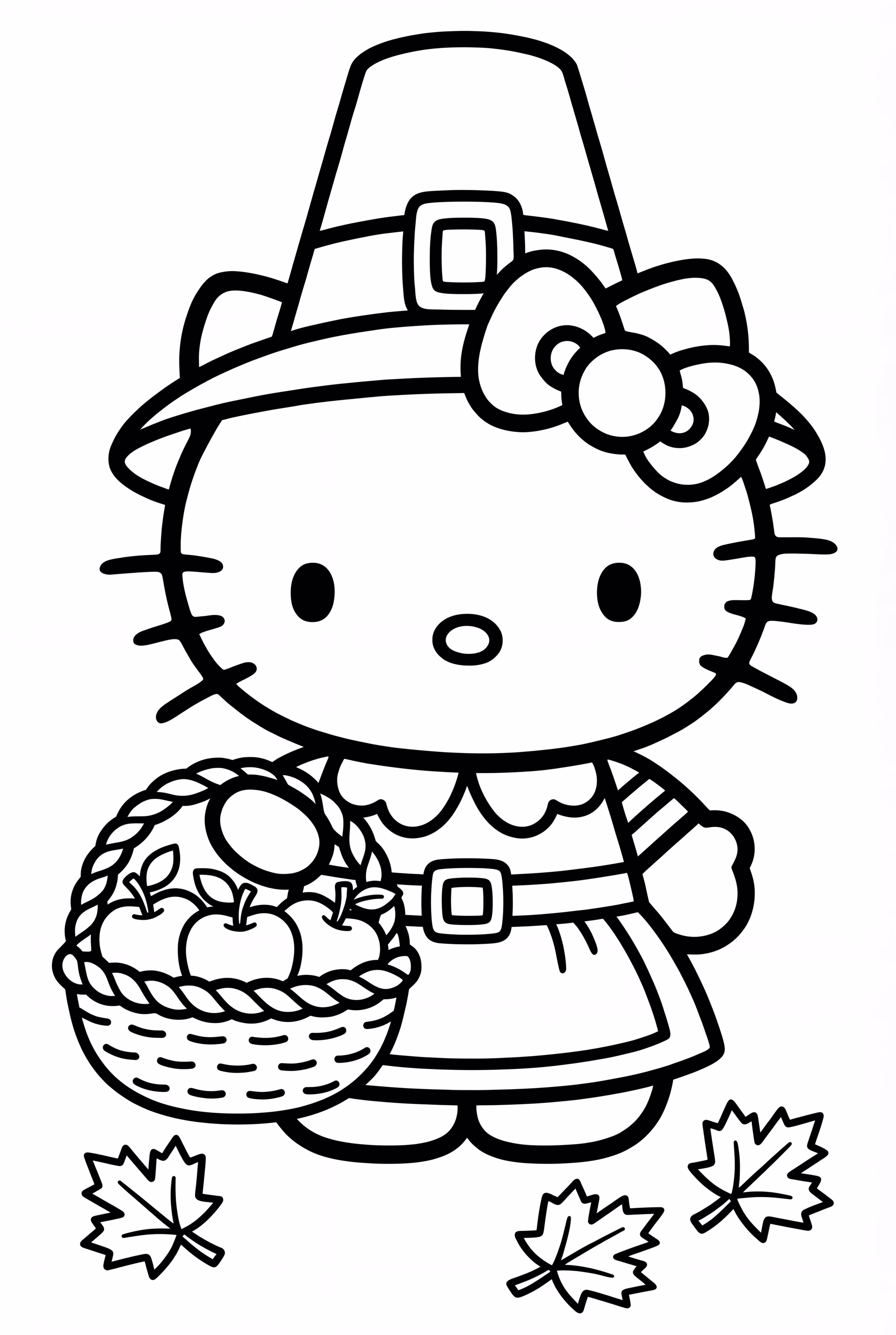 Hello Kitty Thanksgiving And A Basket Of Apples