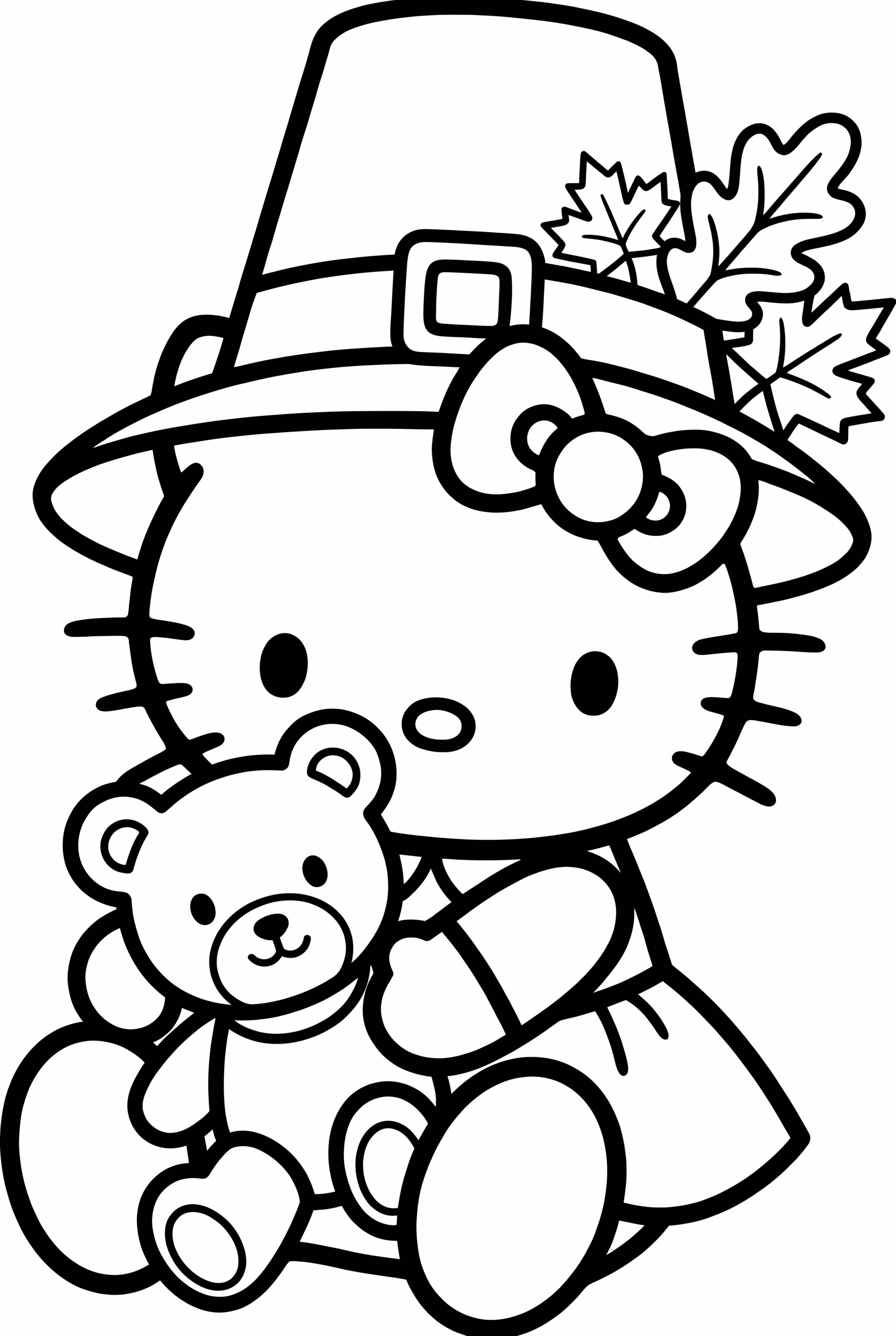 Hello Kitty Thanksgiving Hugging A Teddy Bear