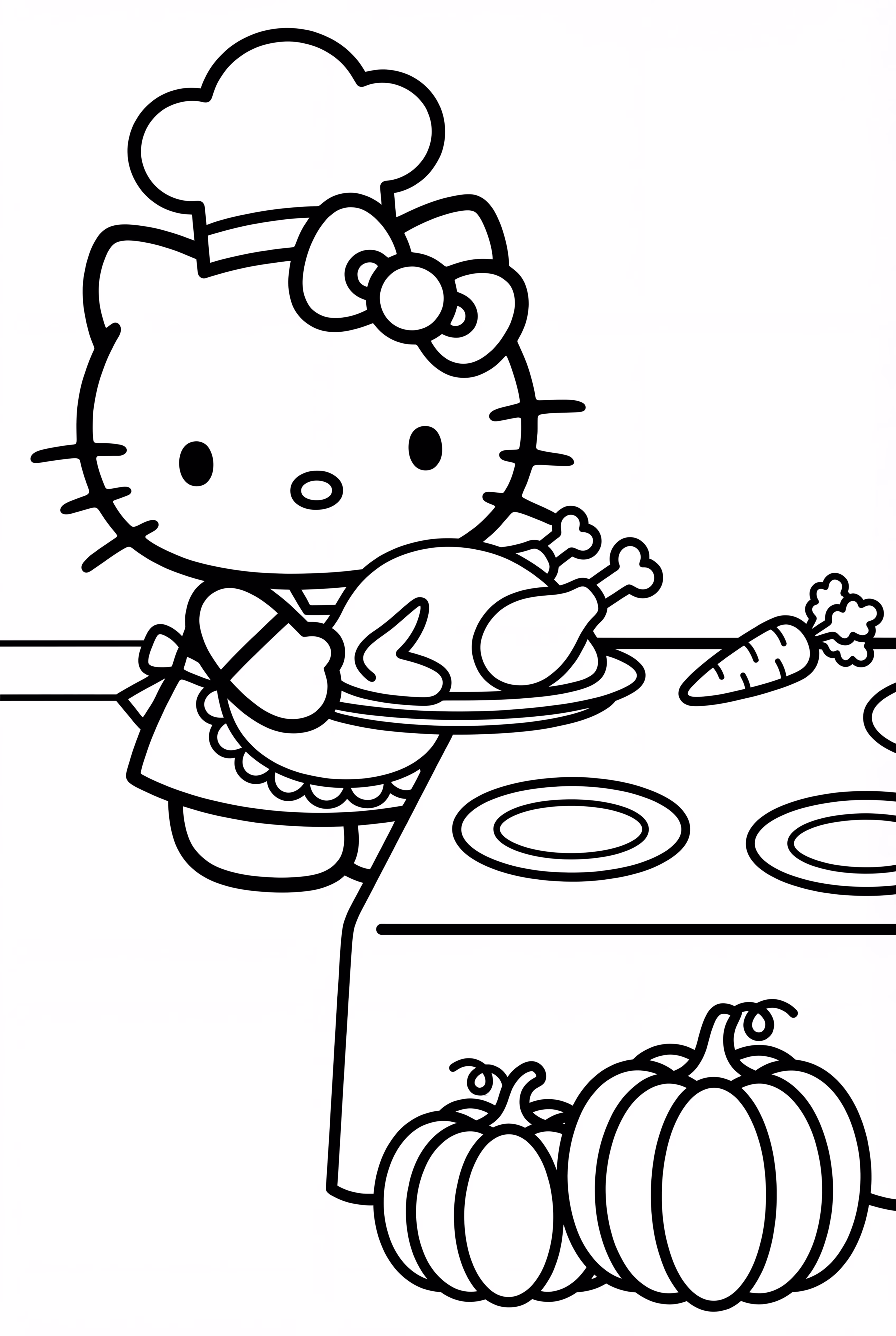 Hello Kitty Thanksgiving Serving The Turkey
