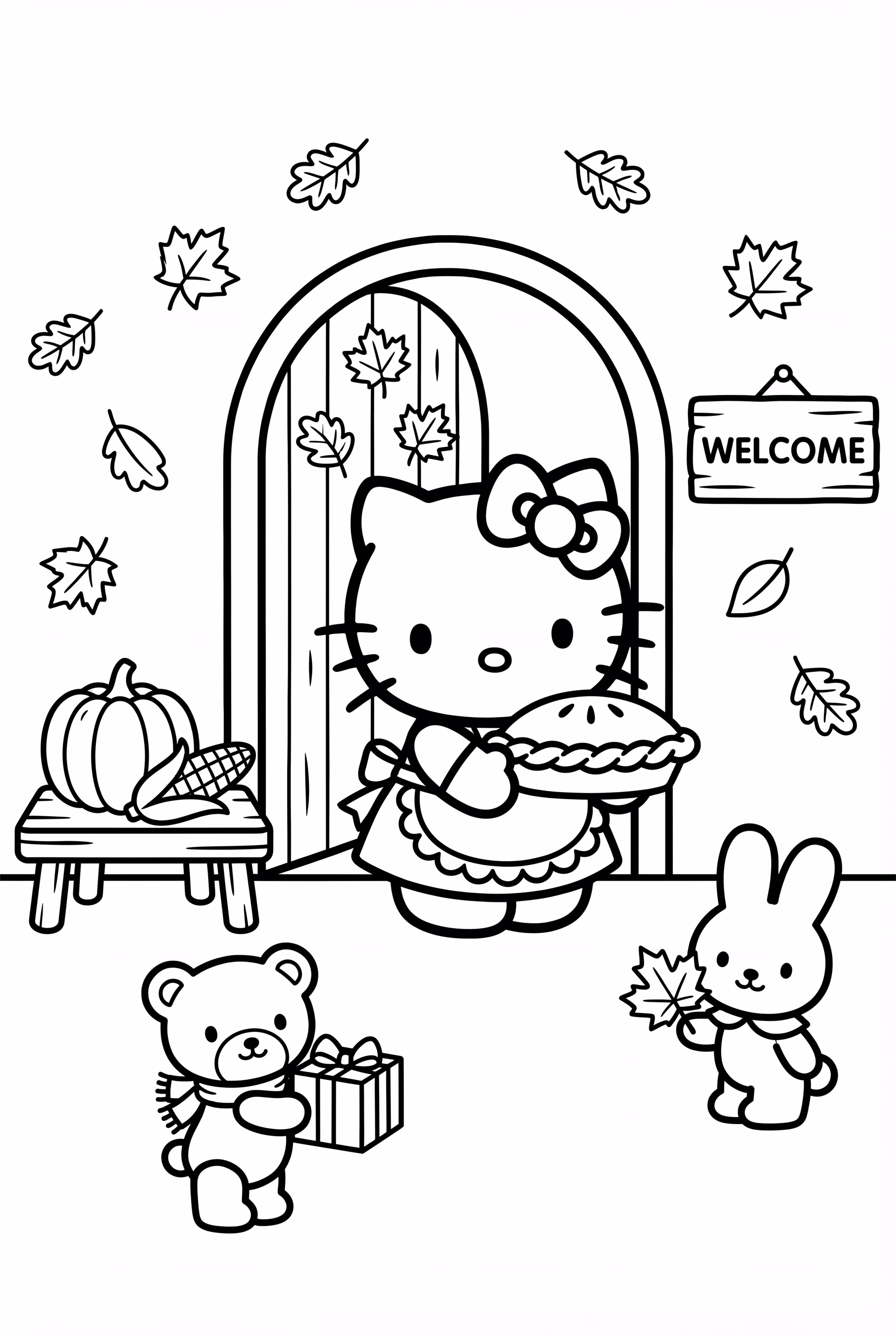 Hello Kitty Thanksgiving Welcoming Guests