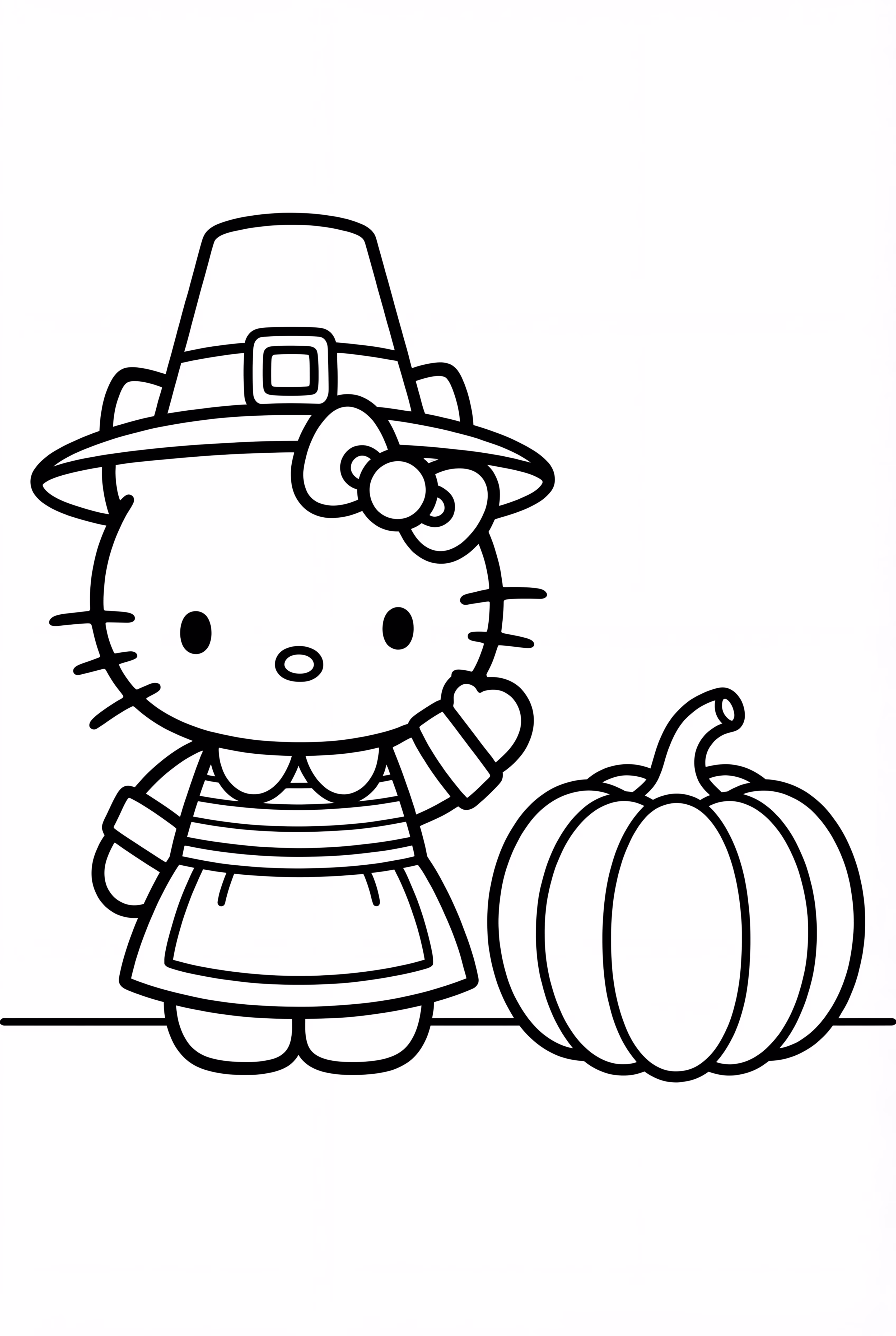 Hello Kitty Erntedankfest mit einem großen Kürbis