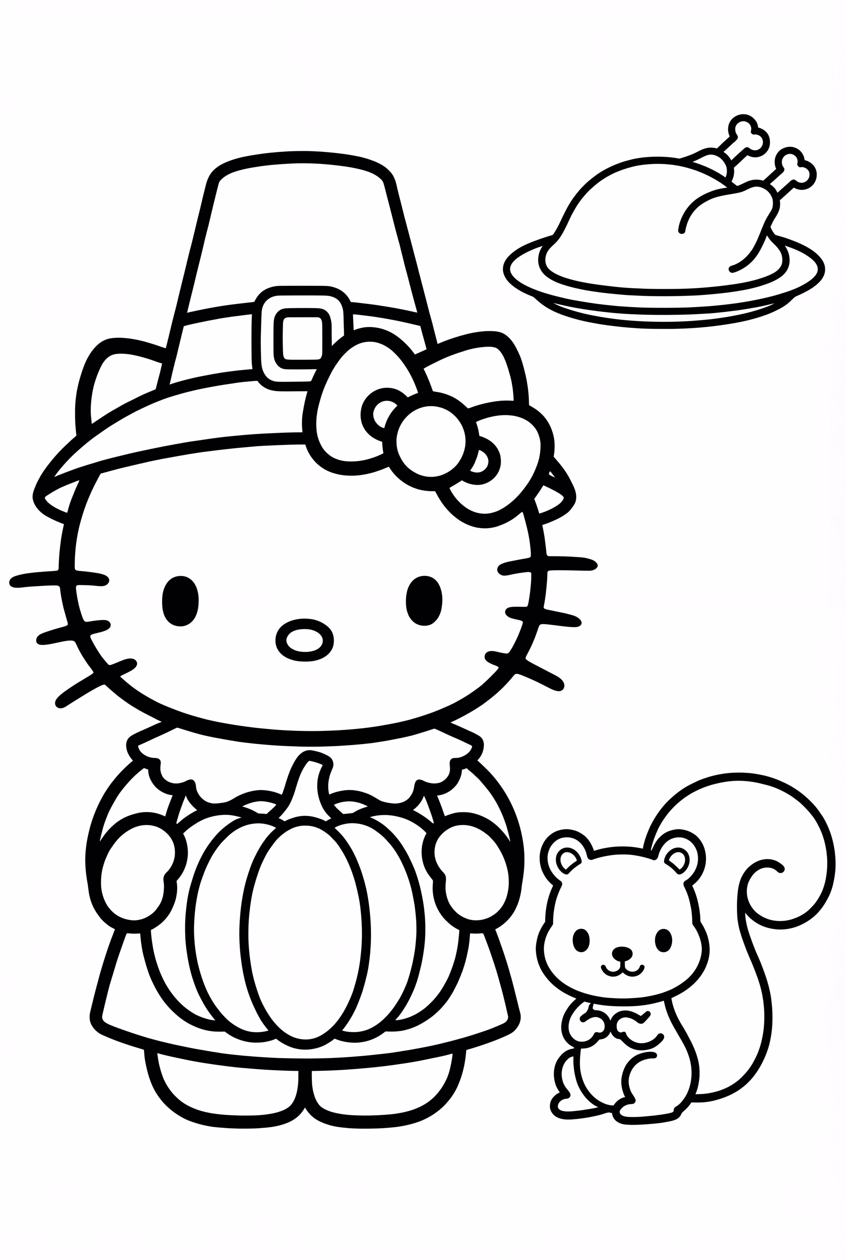 Hello Kitty Thanksgiving With A Friendly Squirrel