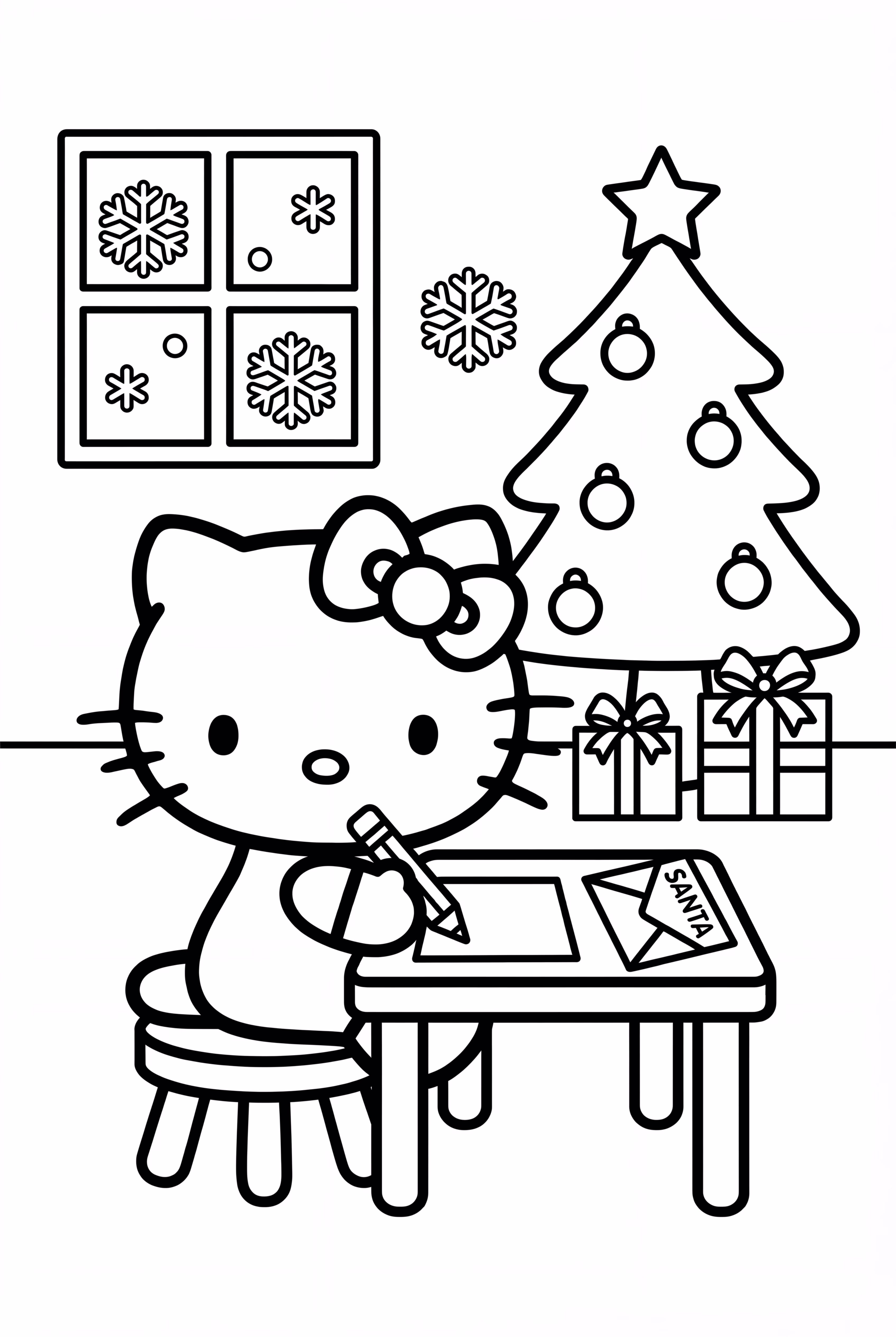 Hello Kitty escribiendo una carta a Santa