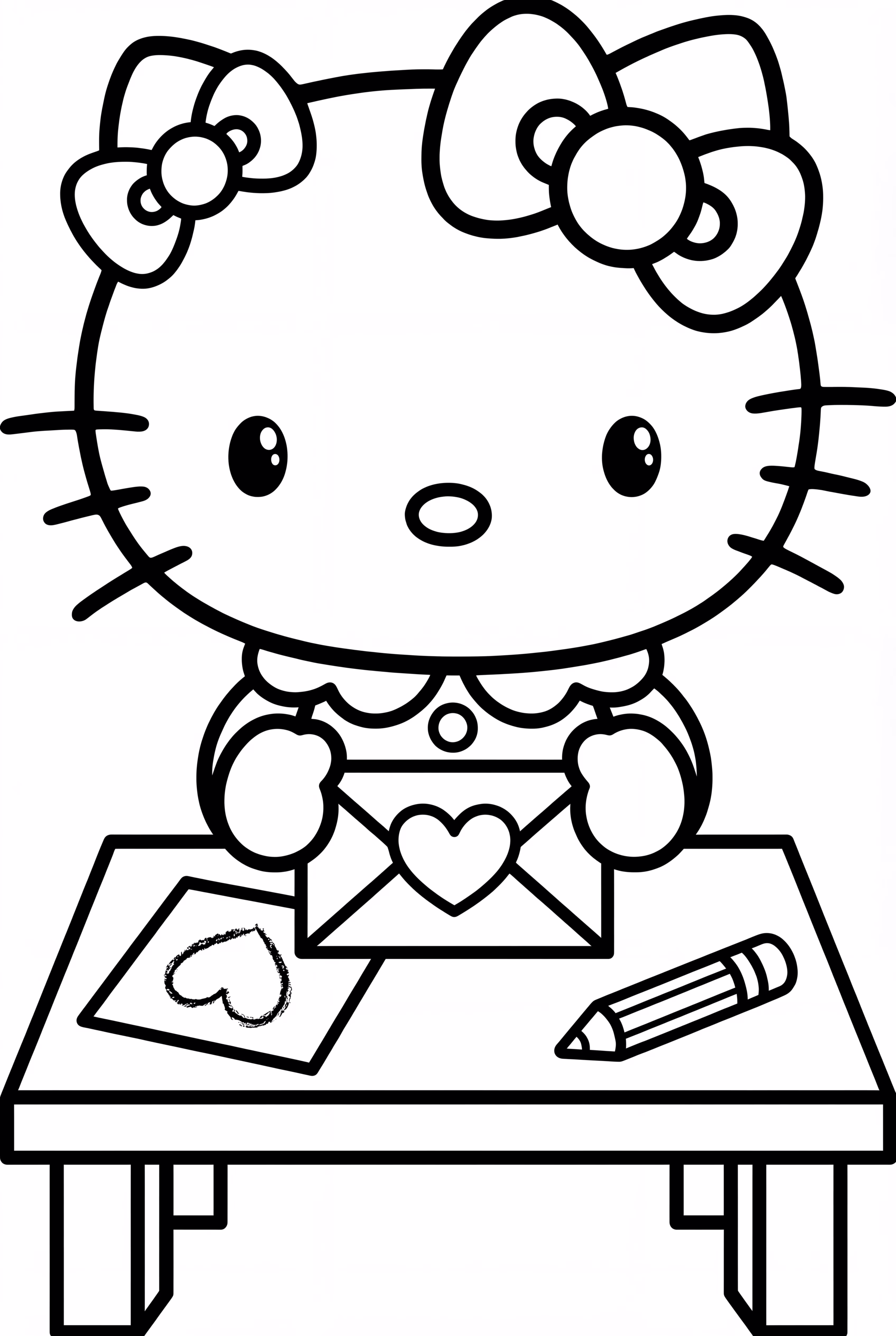 hello kitty escribiendo una carta de amor a querido daniel