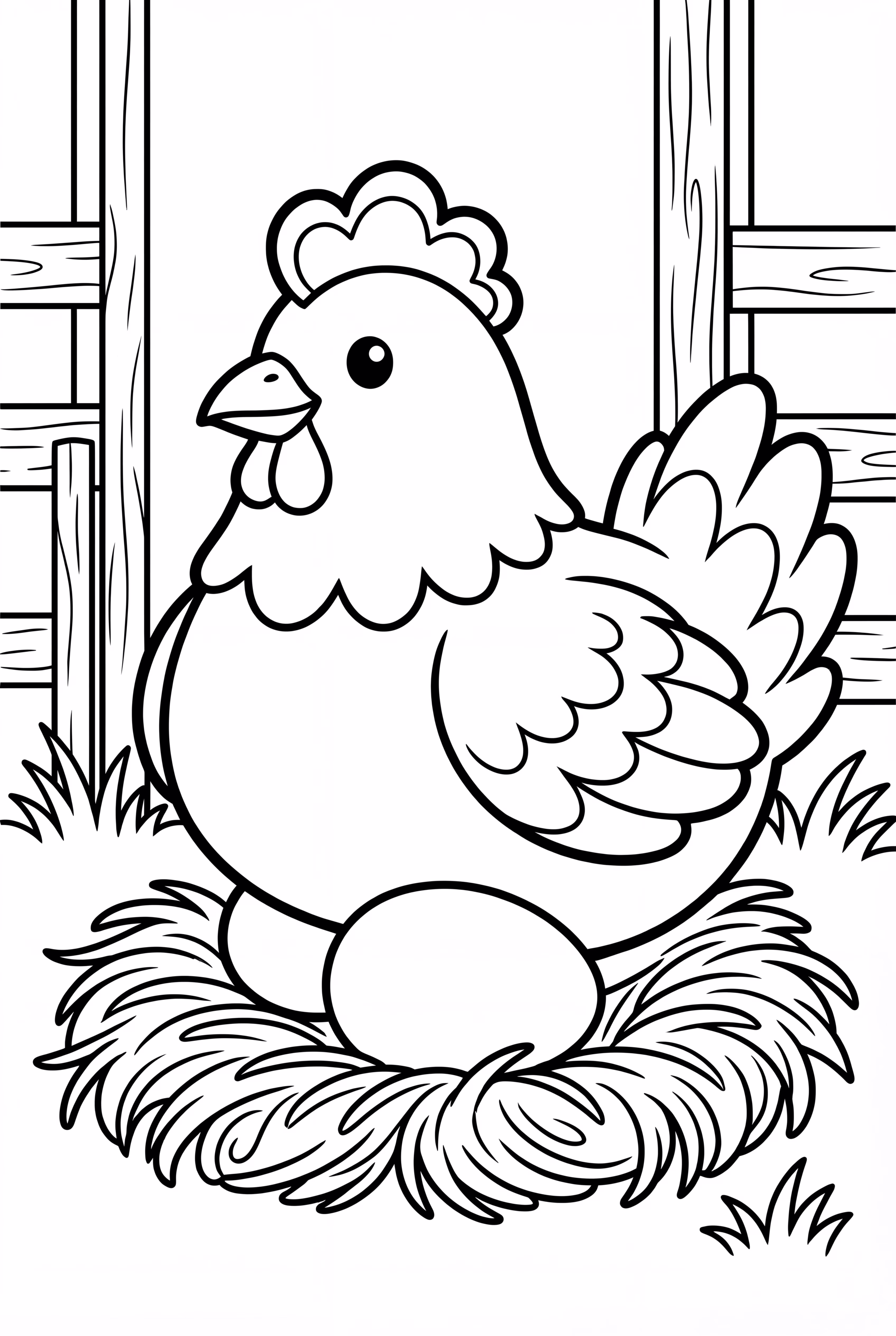 Hen Sitting On Her Egg In A Coop