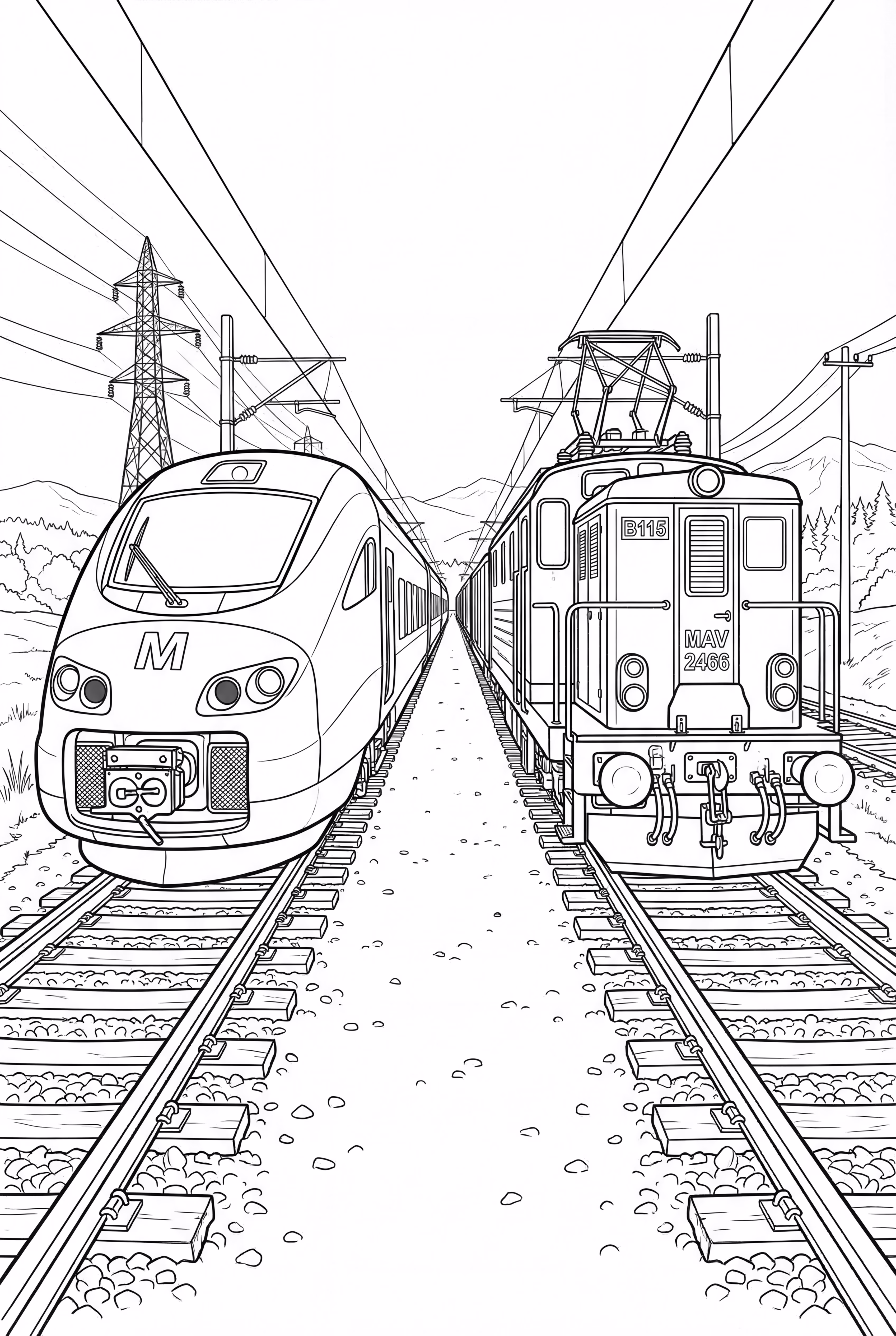 high speed train and freight train passing each other