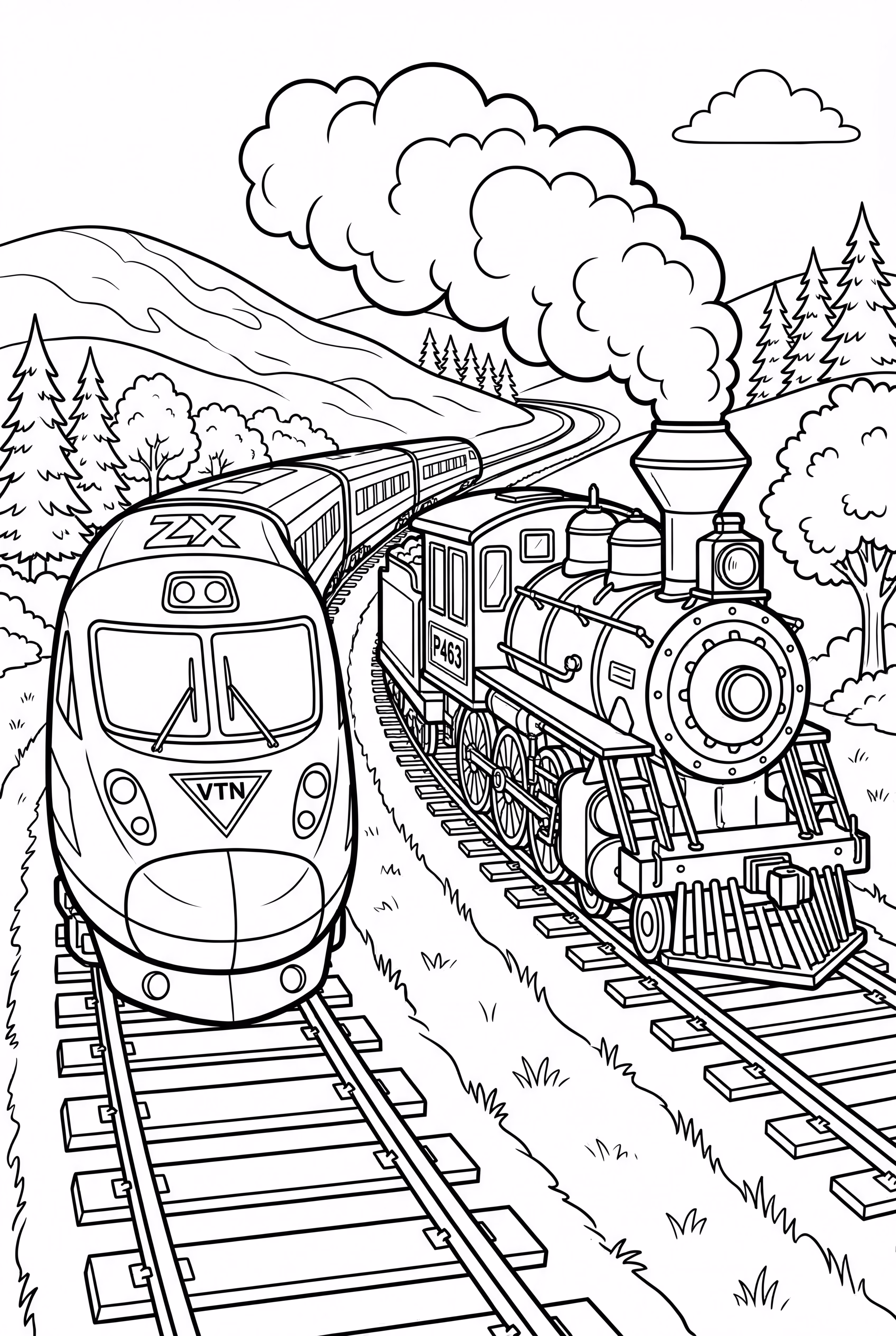 train à grande vitesse et train de fret se croisant-2