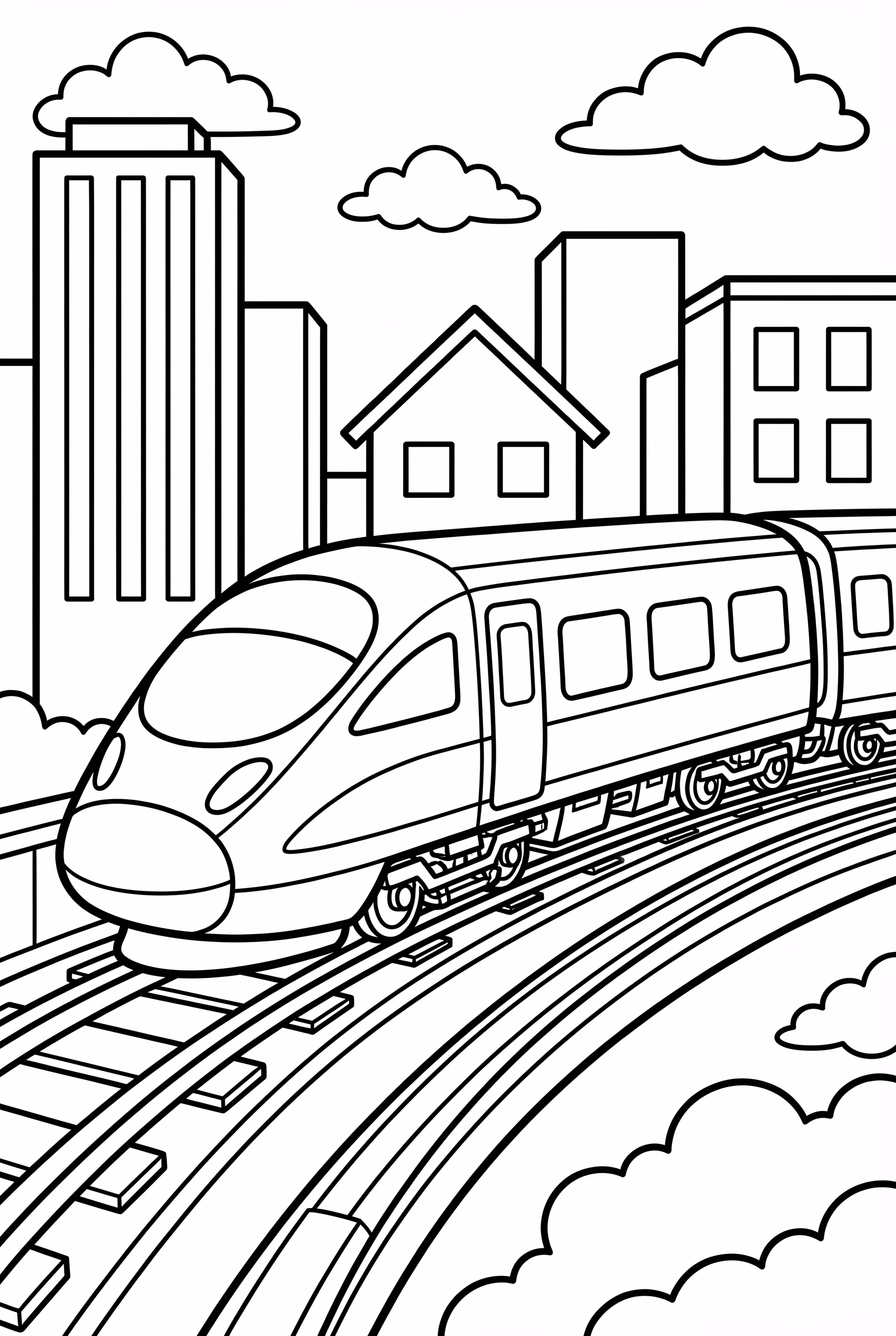 Hochgeschwindigkeitszug in einer modernen Stadt