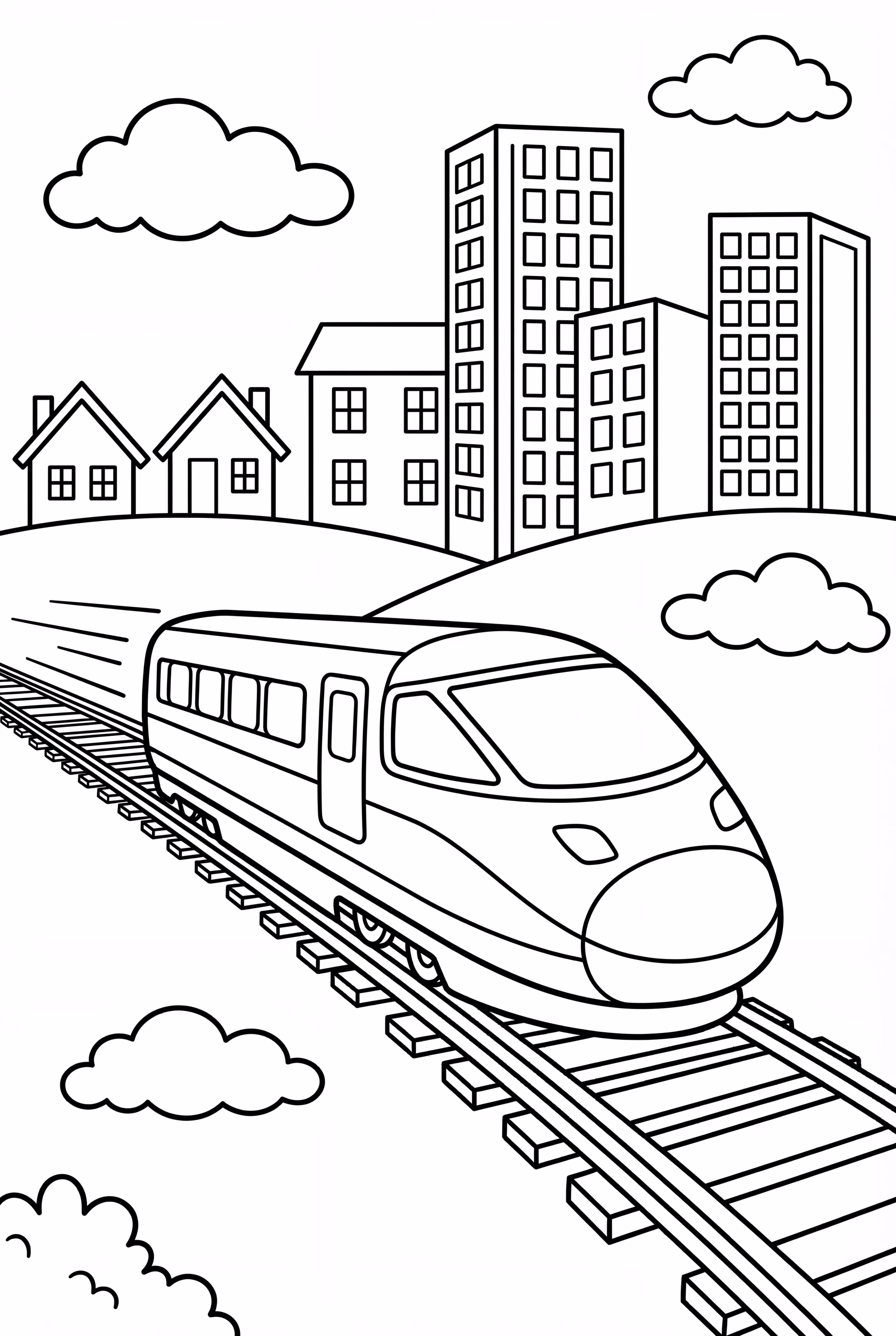 High Speed Train Leaving The City