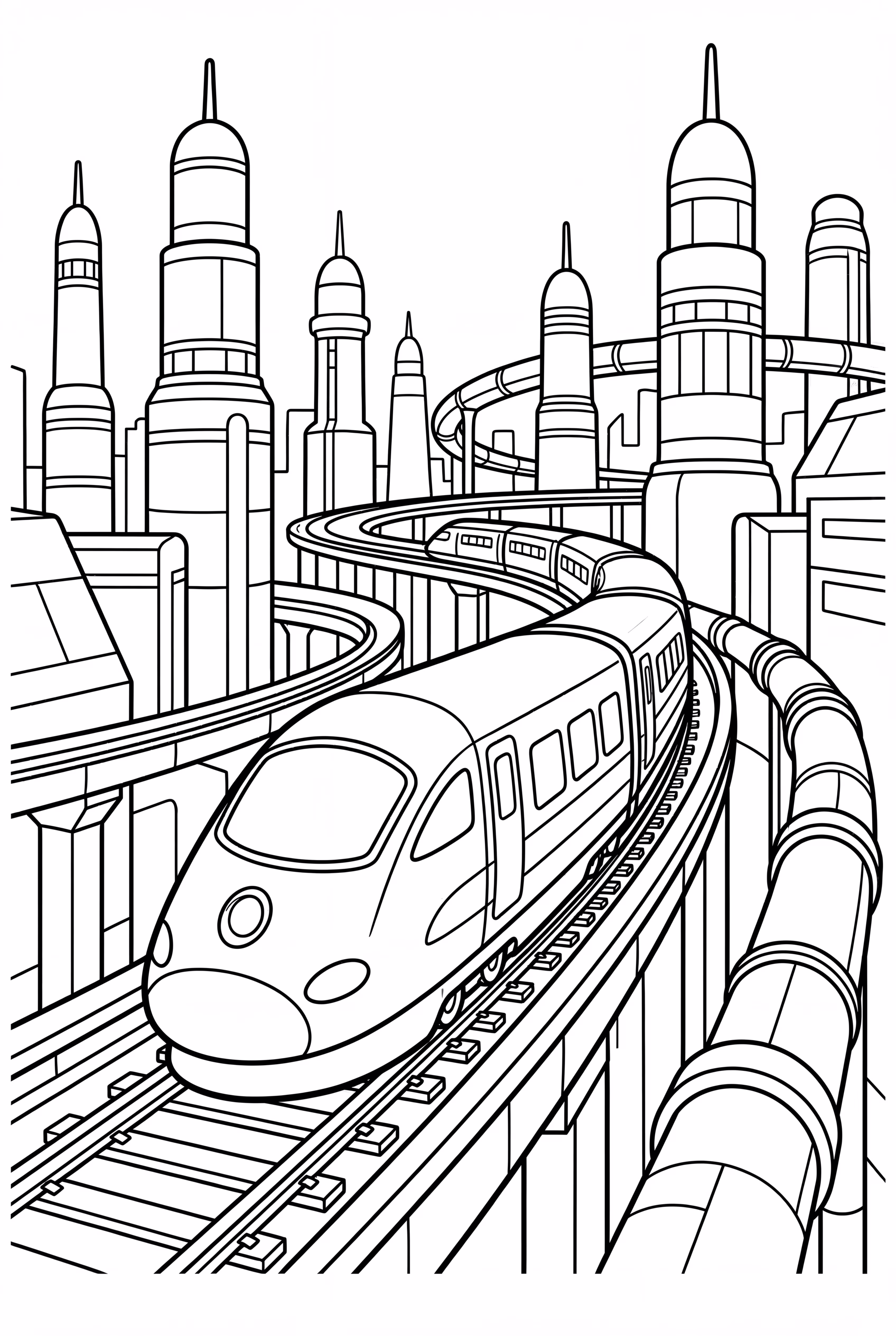 high speed train racing on a futuristic track