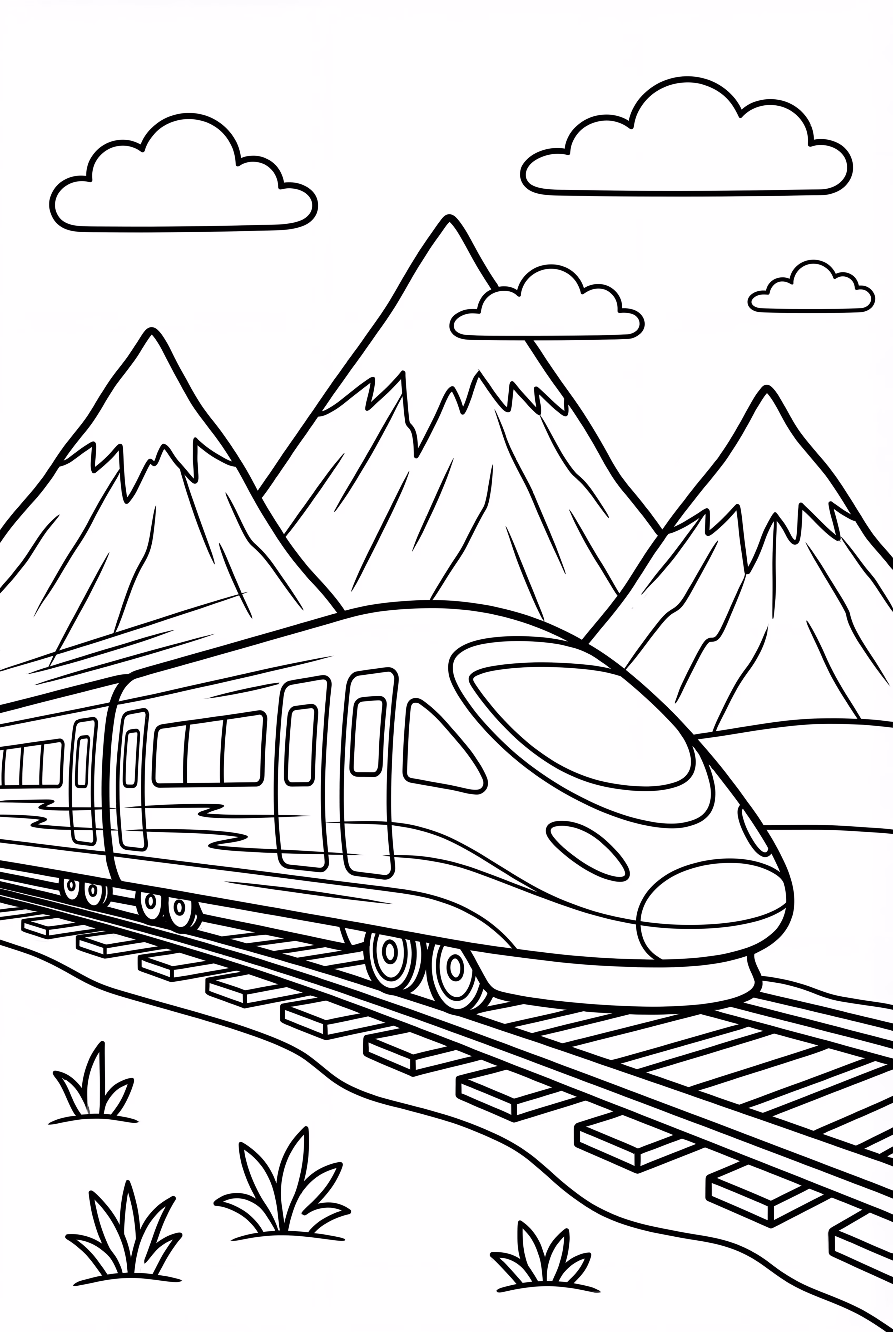 High Speed Train Speeding Past Mountains
