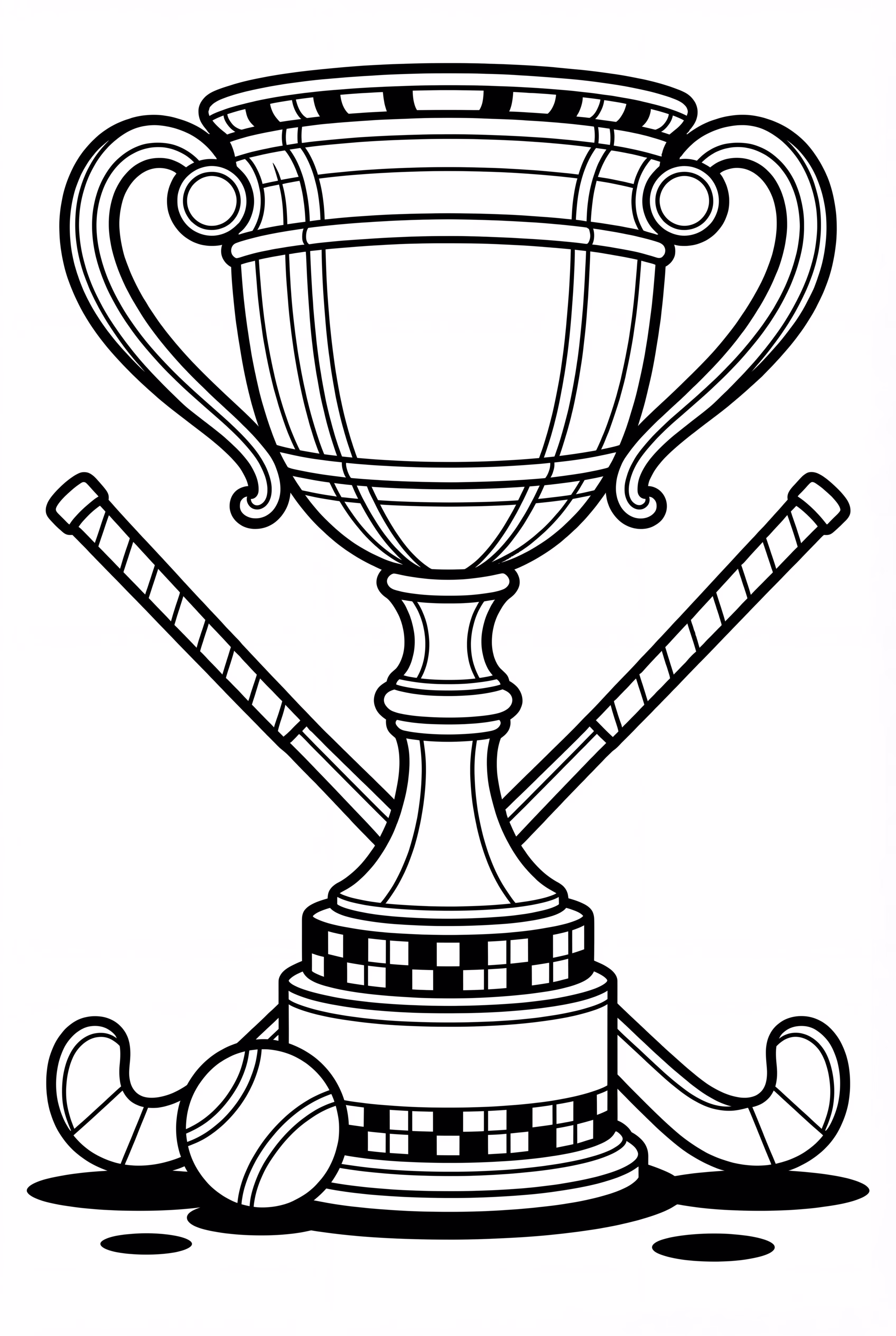 Hockey Trophy With Sticks And Ball