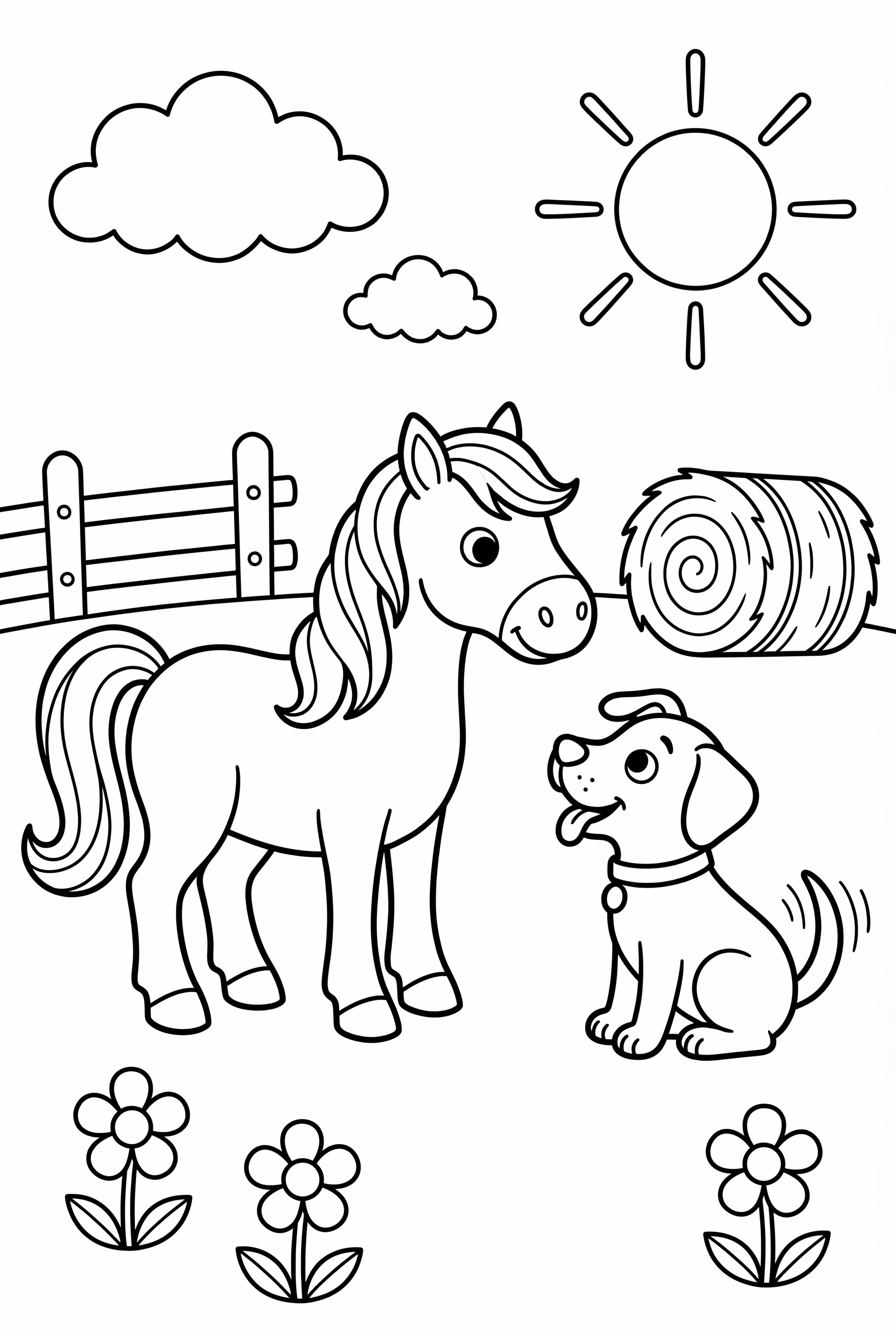 Horse And Dog Farm Friends