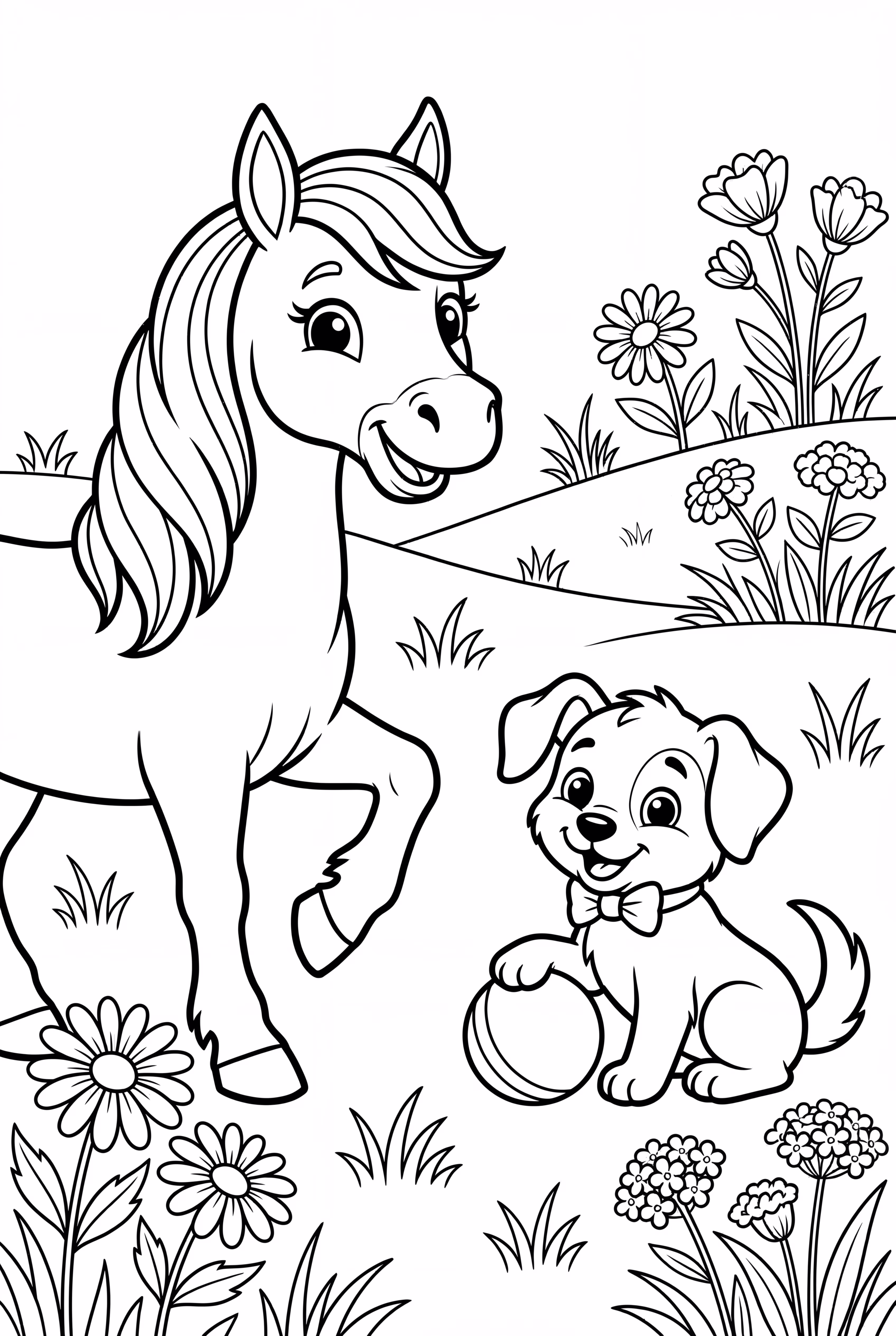 말과 개가 함께 노는 모습