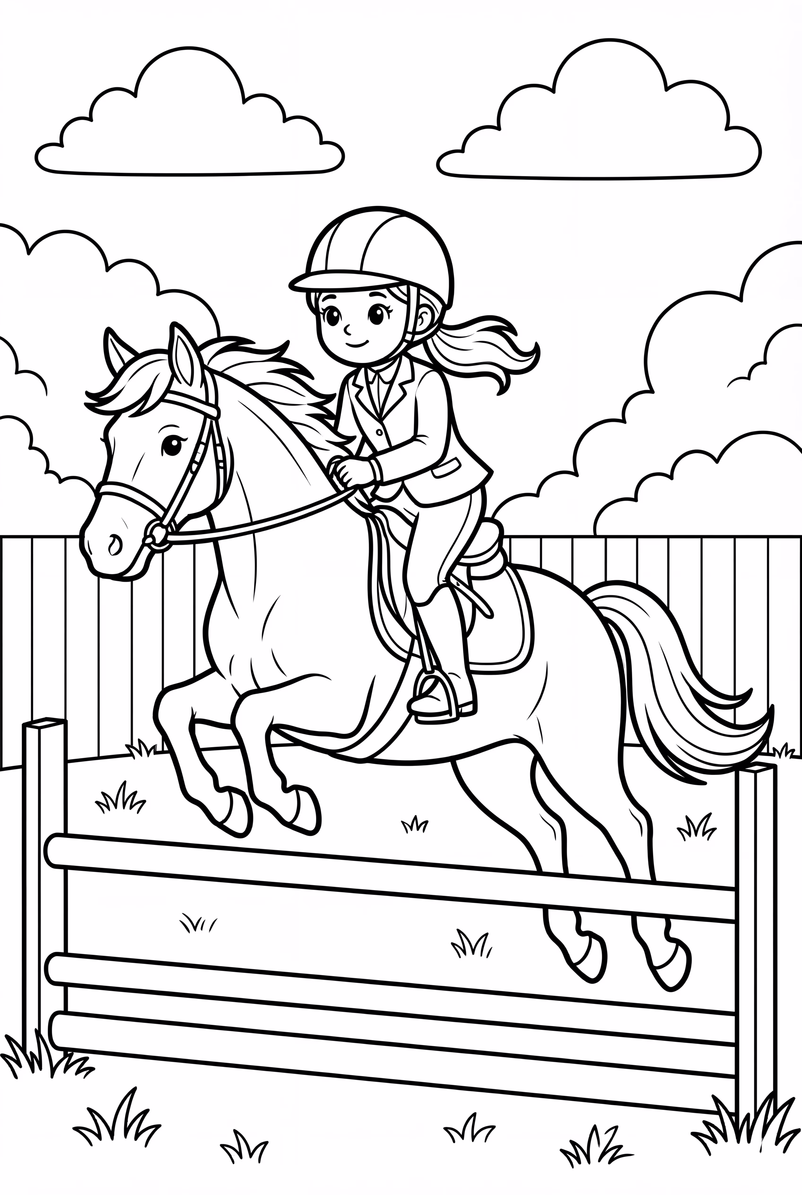 Horse and Rider Jumping Over Fences-2