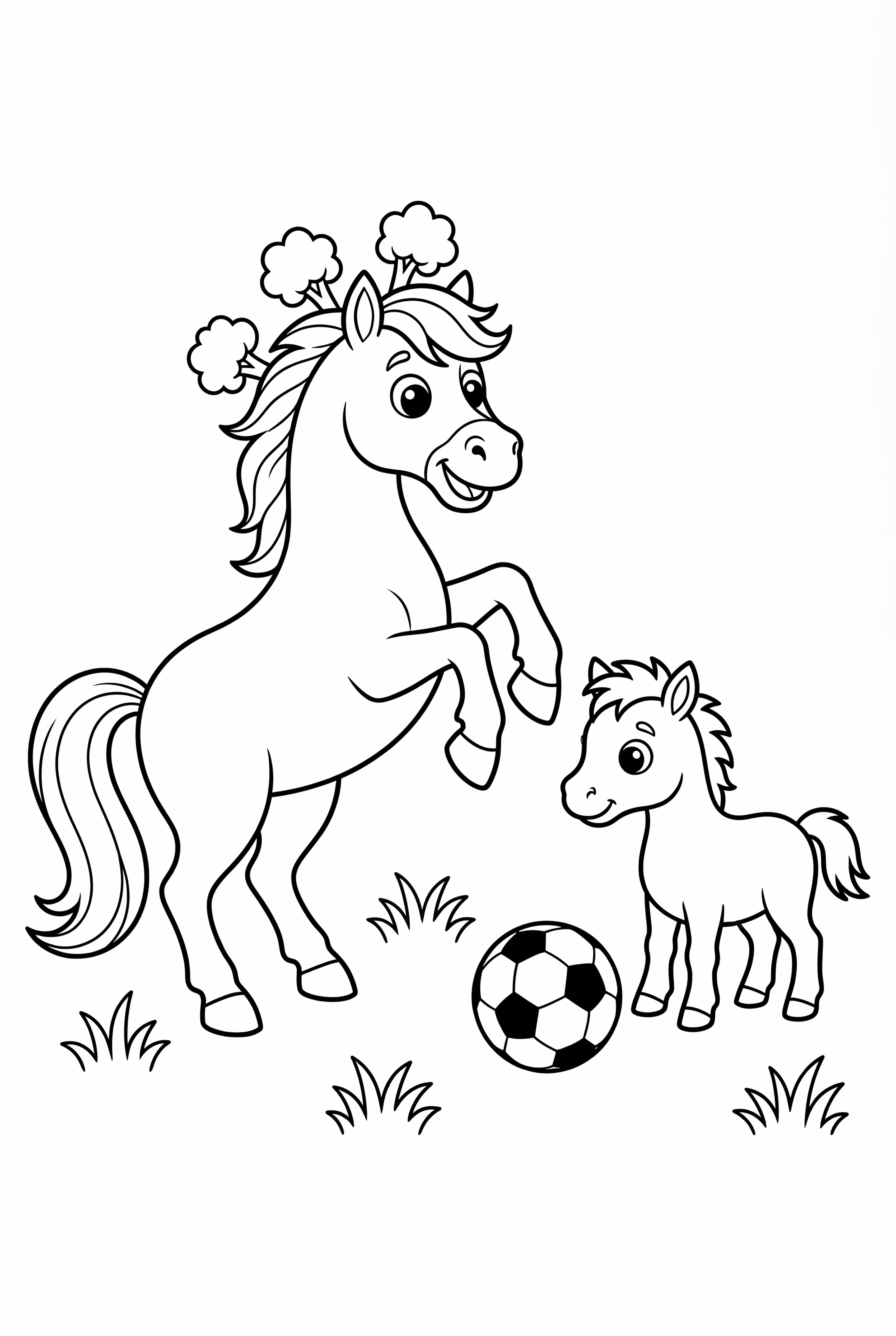 Horse Playing Soccer With Foal