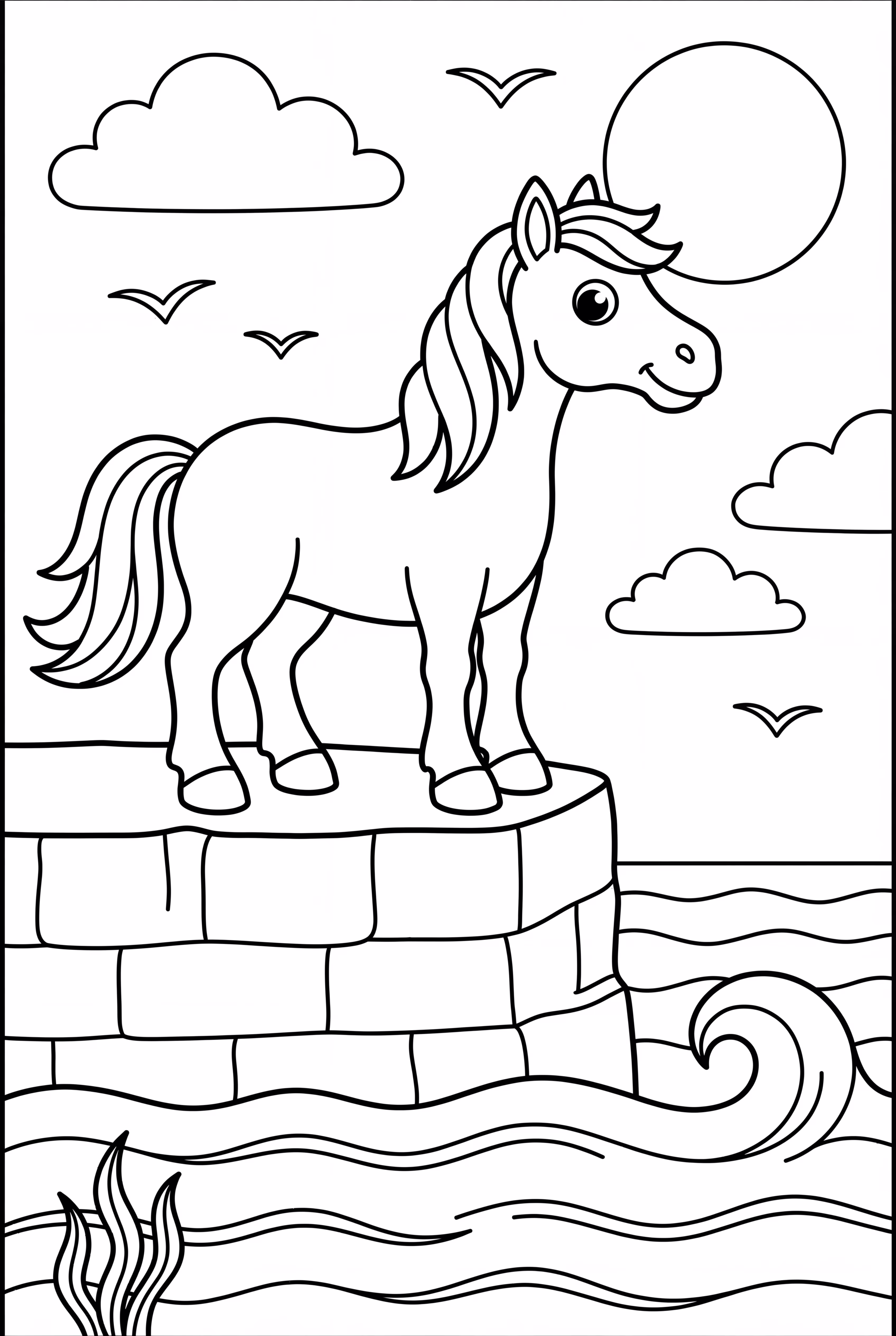 Horse Standing On Cliff Overlooking Ocean