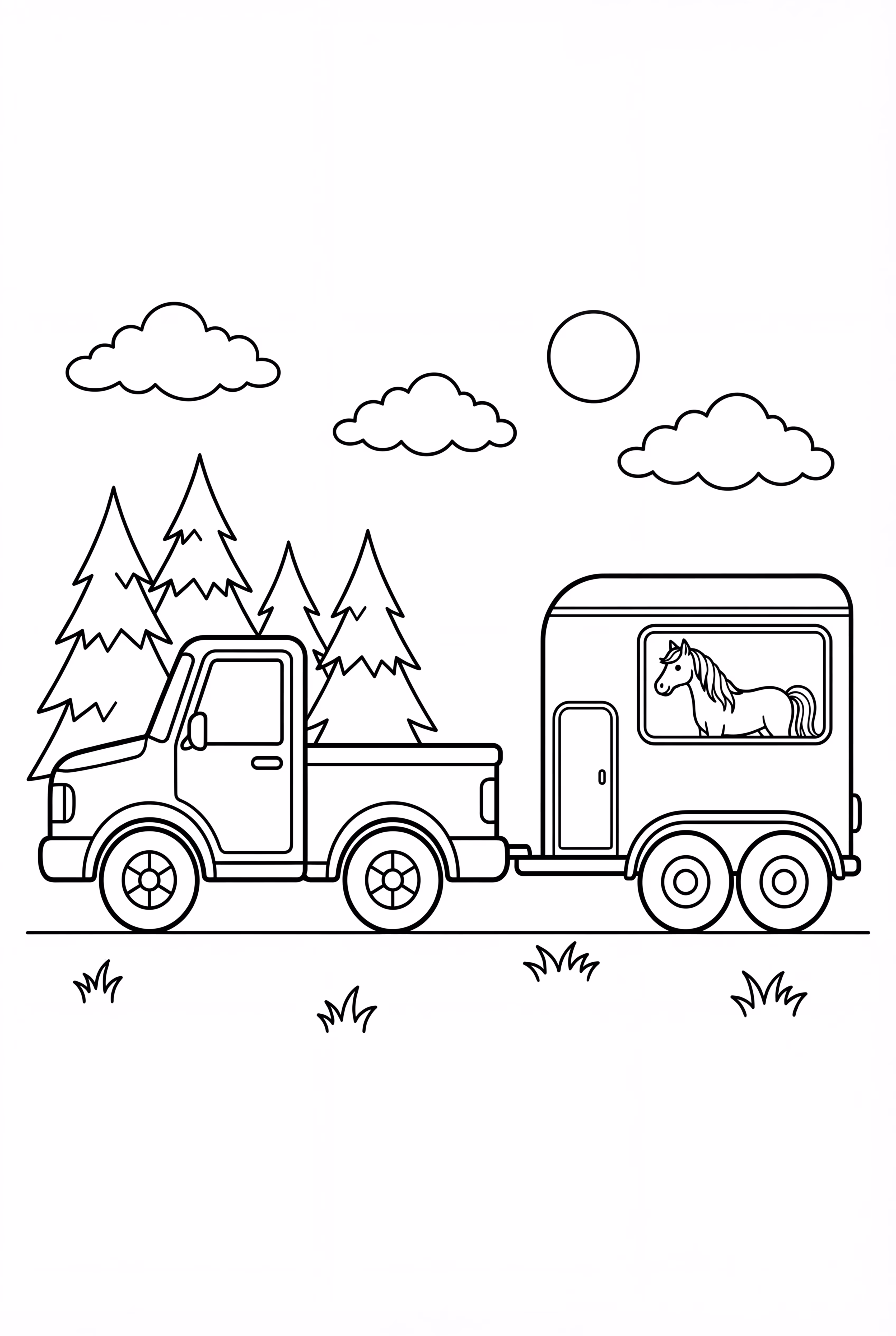 Horse Trailer Attached To Pickup Truck