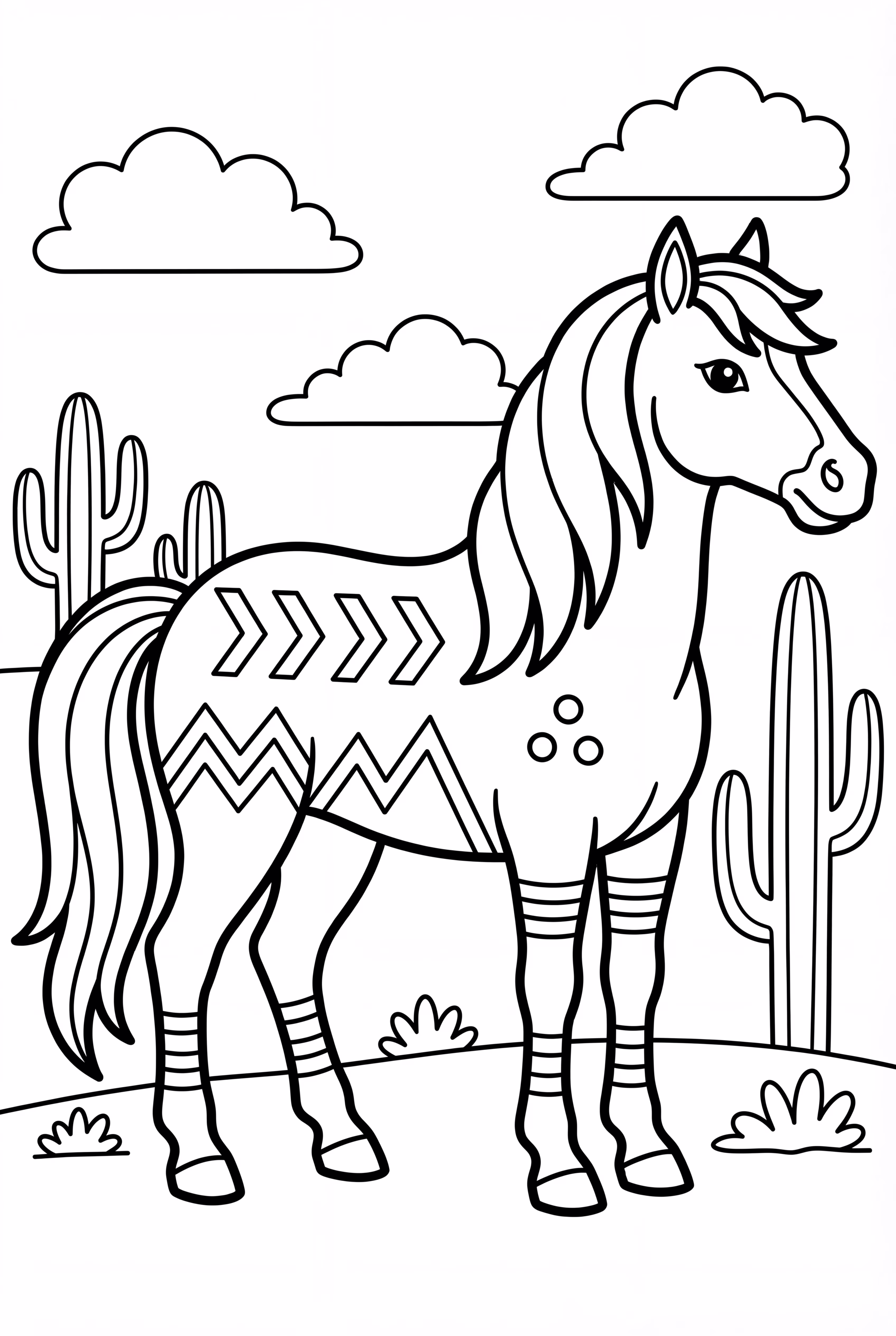 Horse With Tribal War Paint Designs
