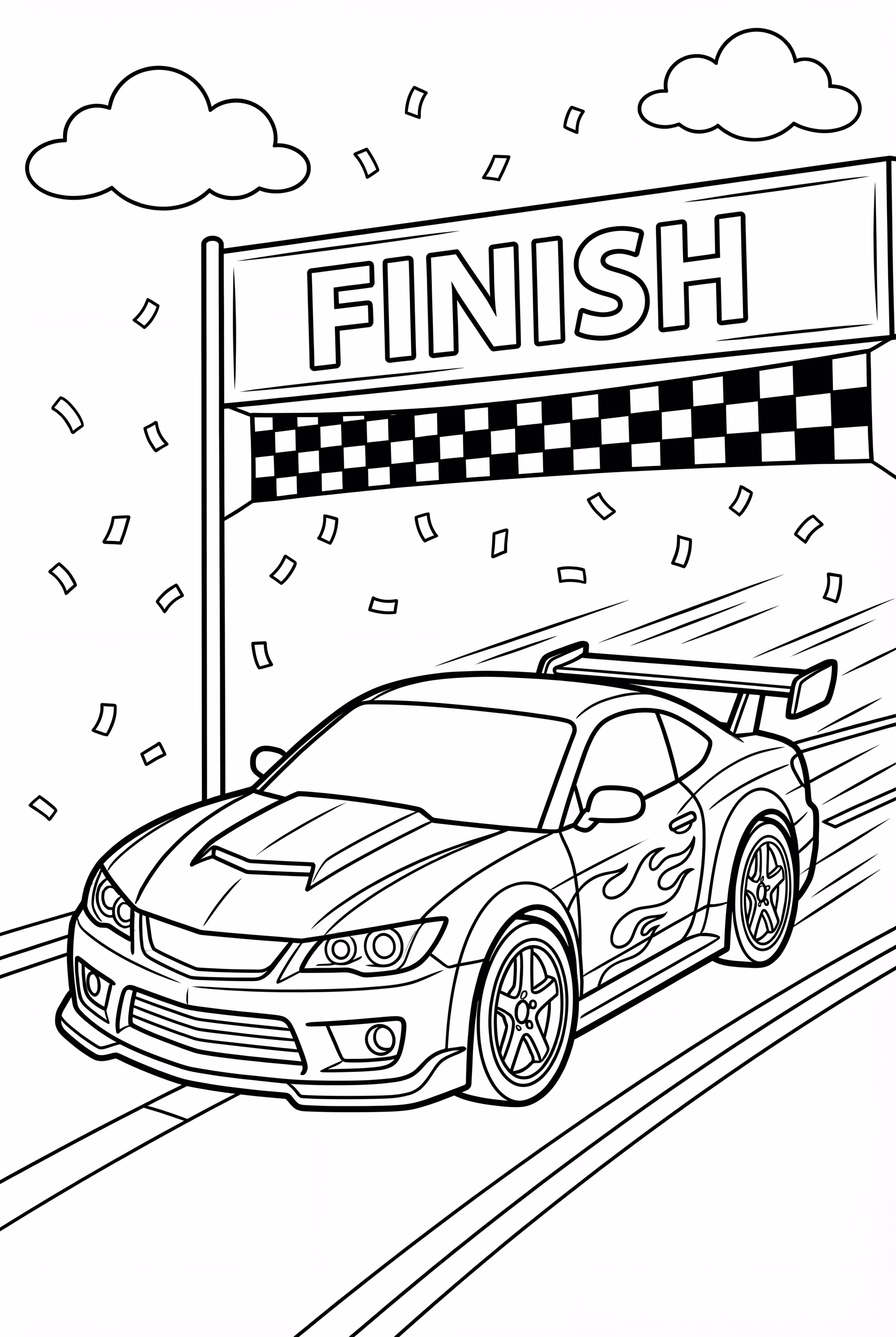 Voiture Hot Wheels à la Ligne d'Arrivée