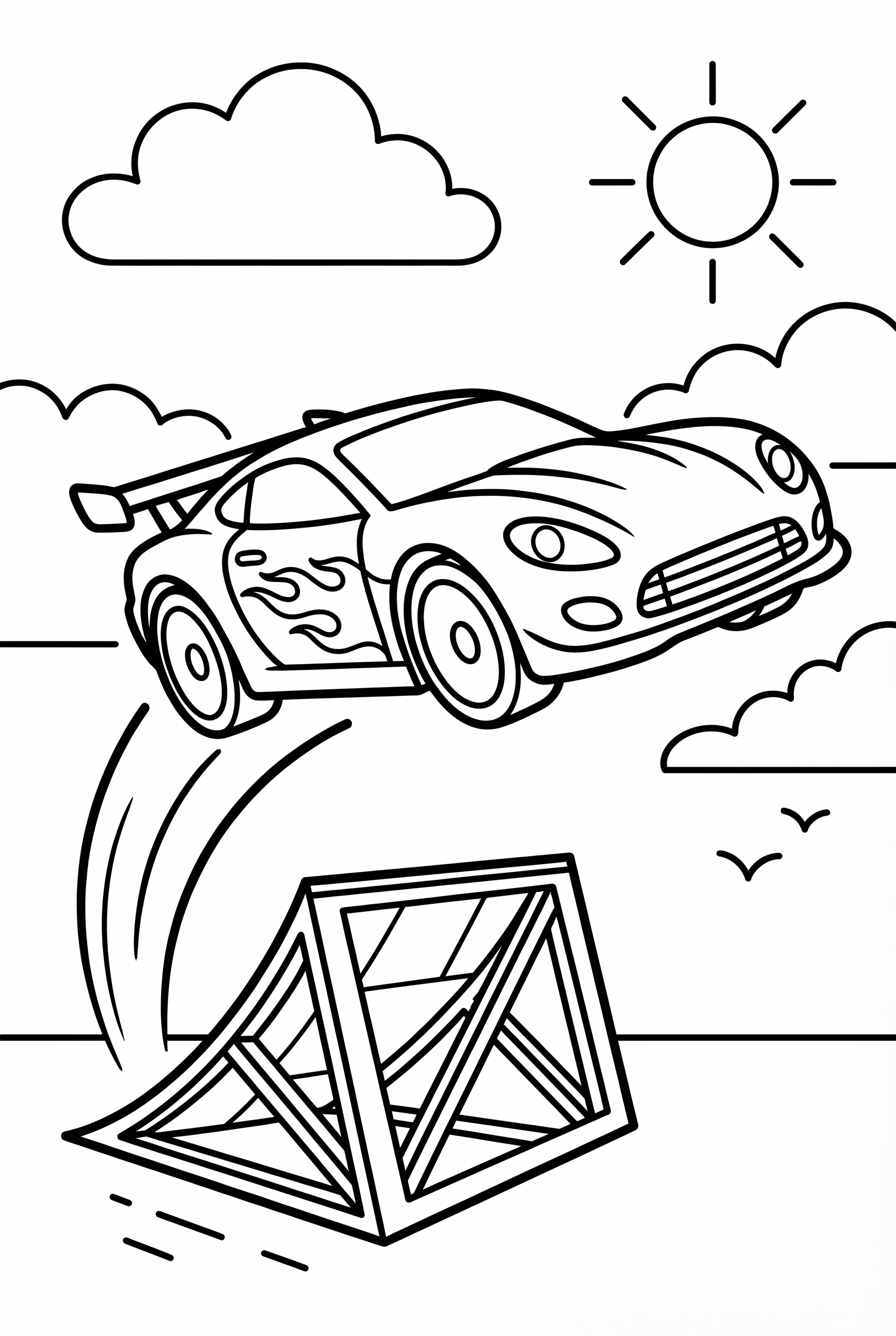 Carro Hot Wheels Pulando uma Rampa