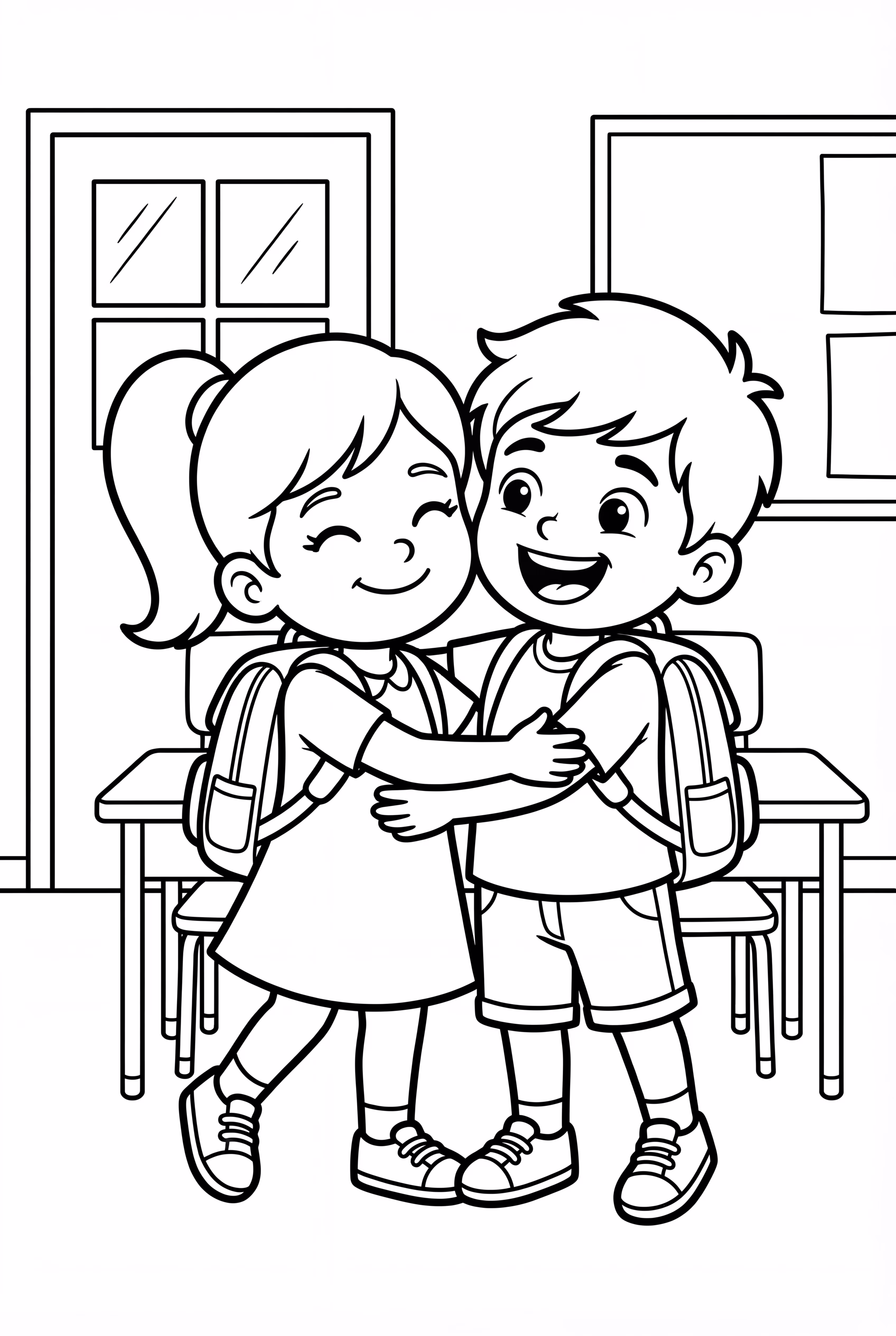 Hugging On The First Day Of School