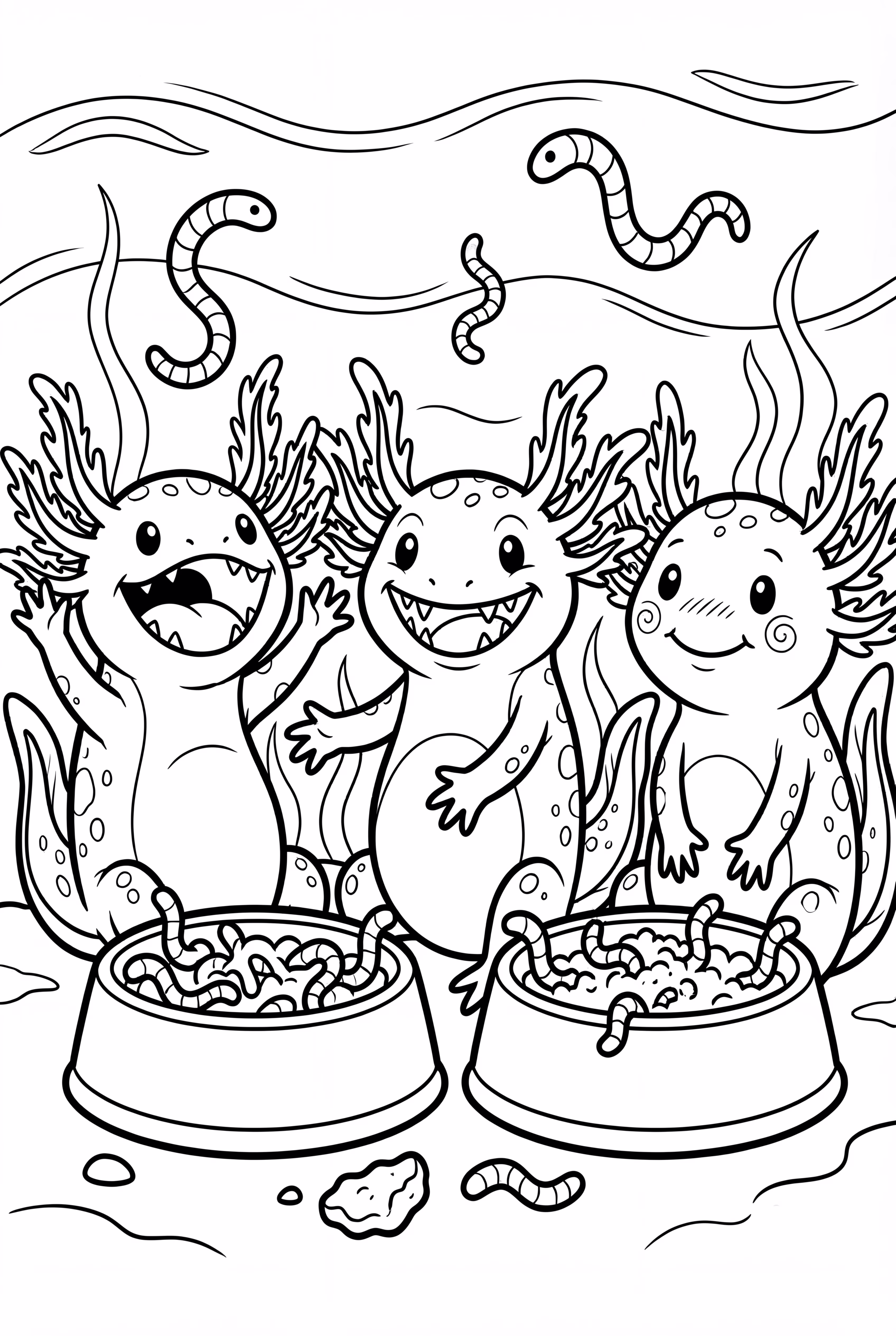 Hungry Axolotl Feeding