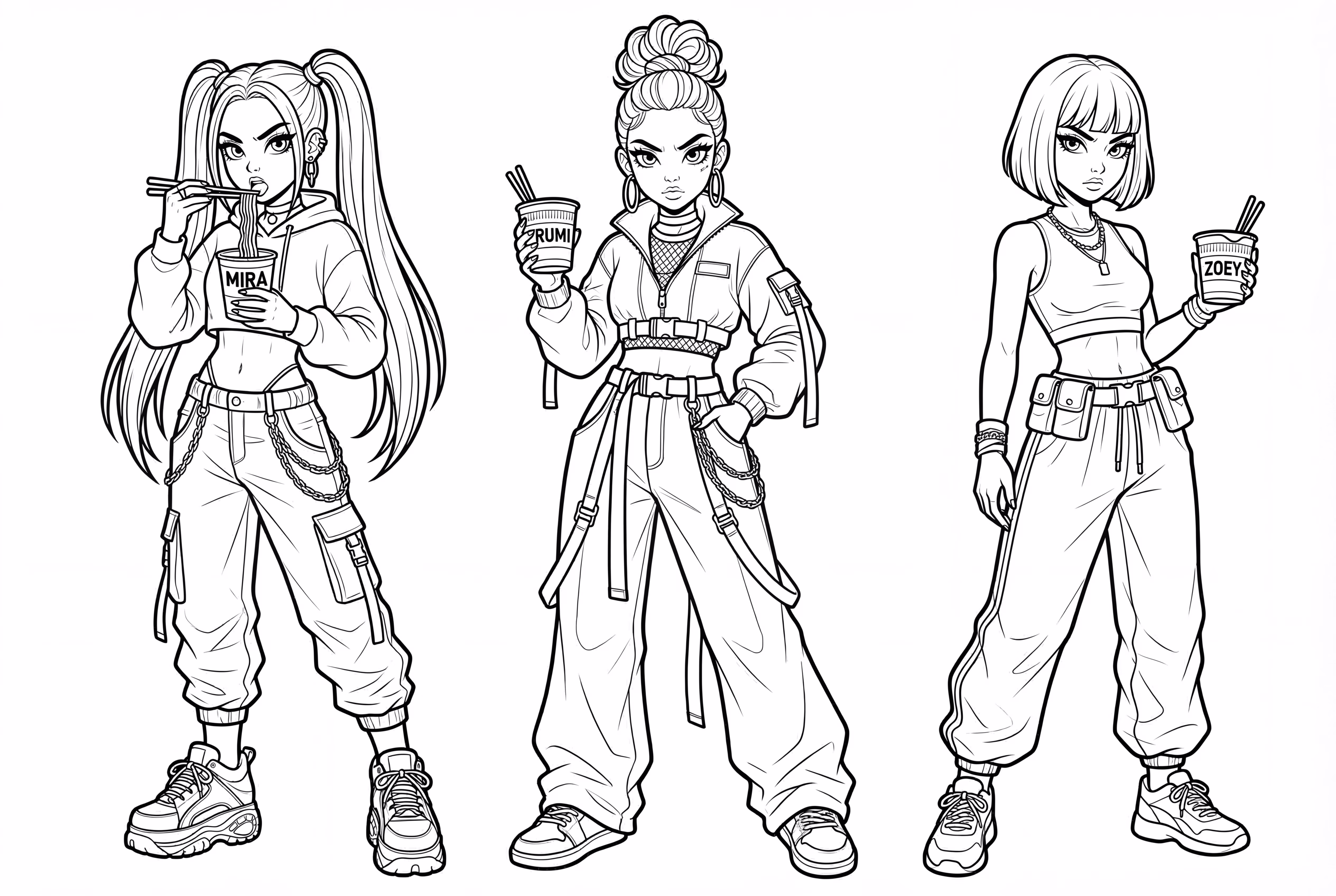 HUNTR X eating instant noodles