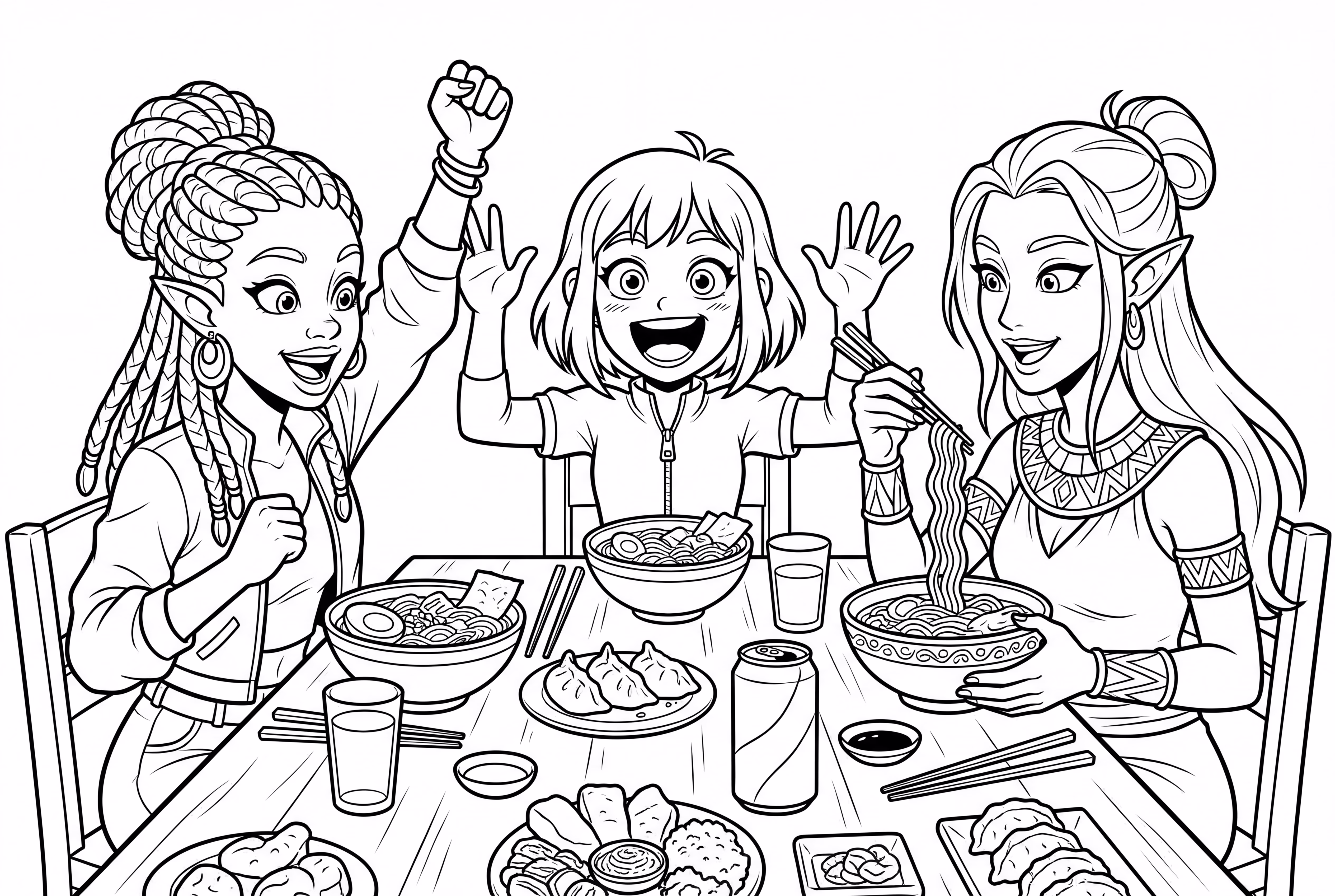 HUNTR X enjoying food