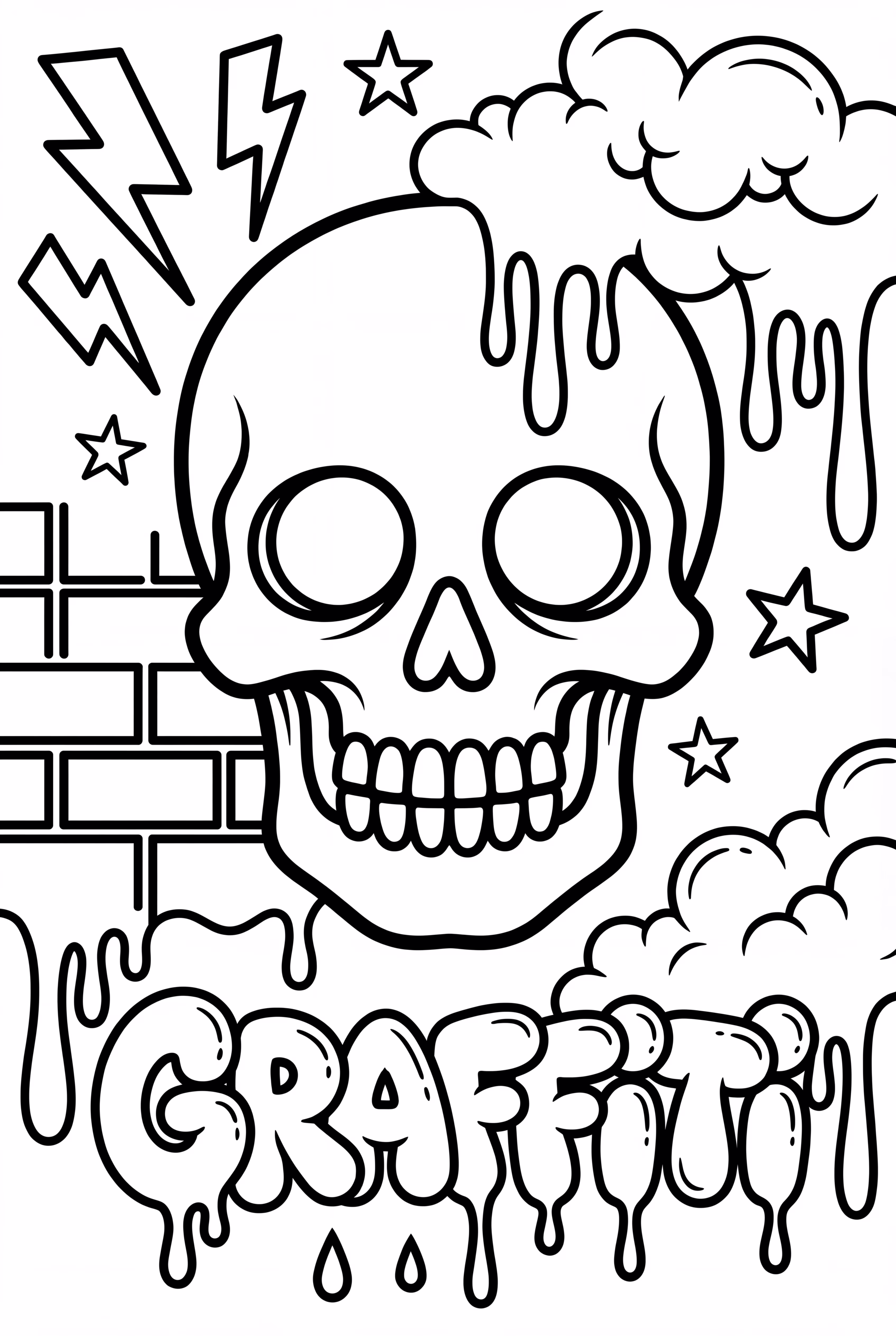 Composición de Calavera Graffiti Muy Detallada