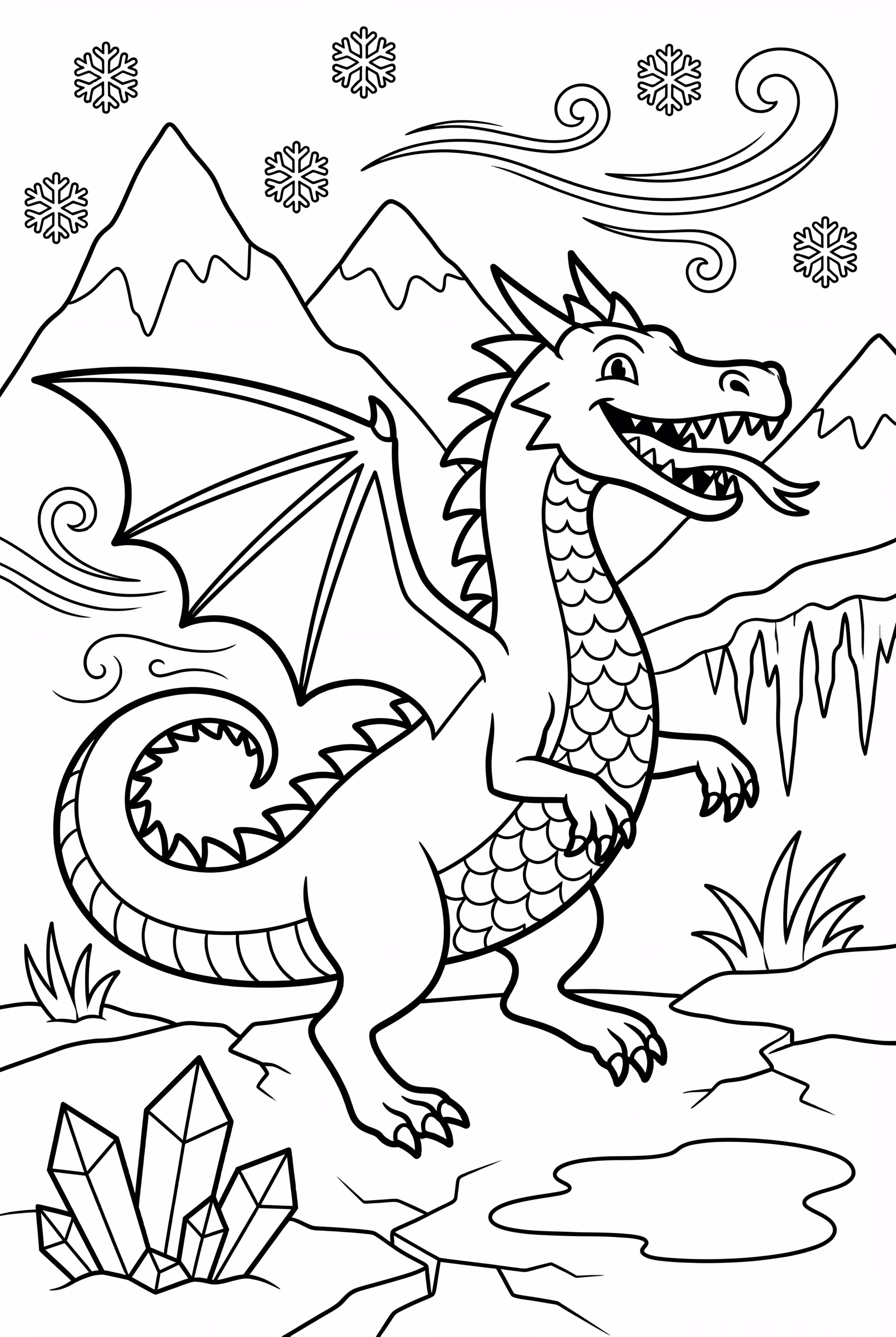 Eisdrache Blizzard In Gefrorener Landschaft