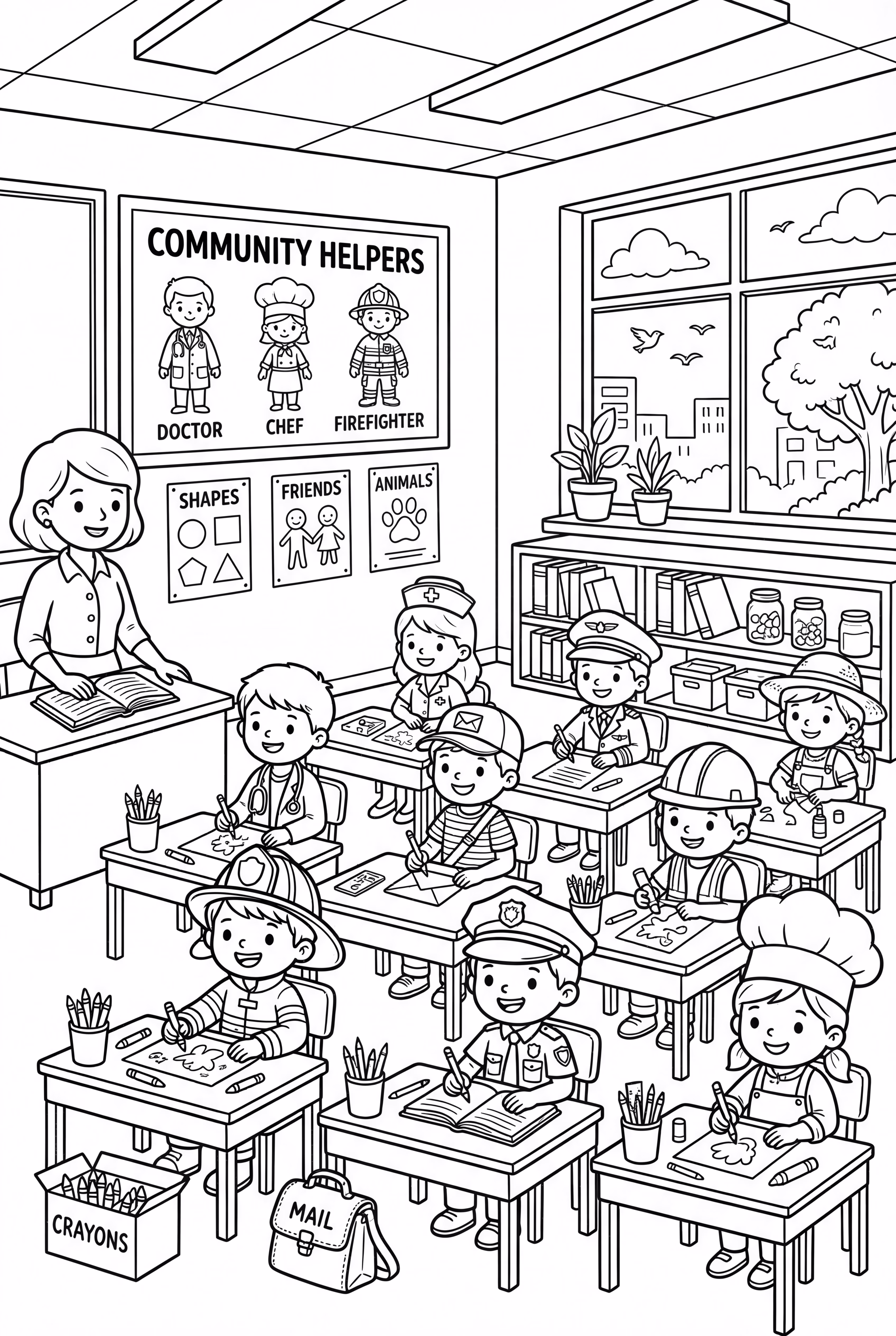 繁忙社區幫手學校教室內景