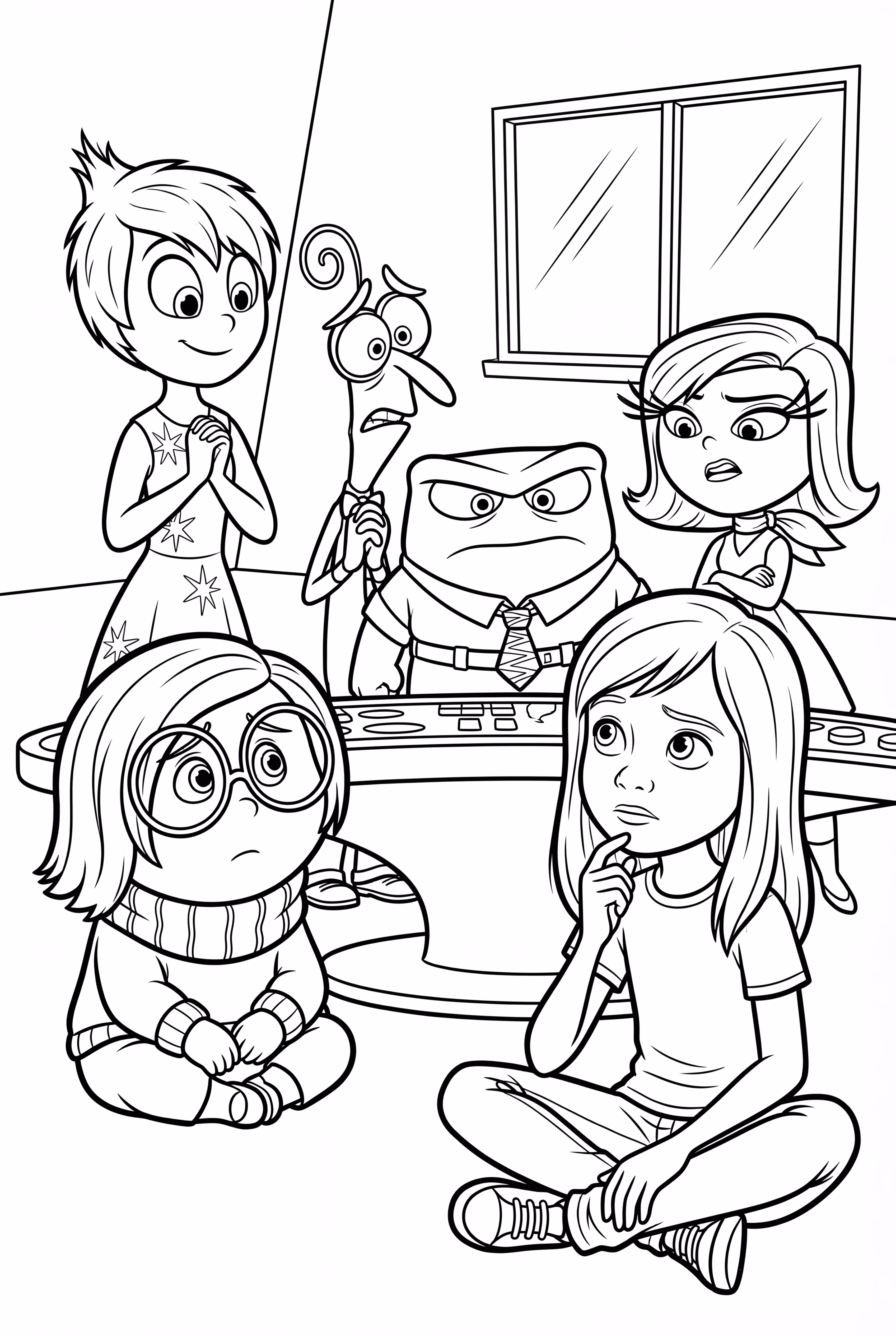 Inside Out Emotions Looking At Riley