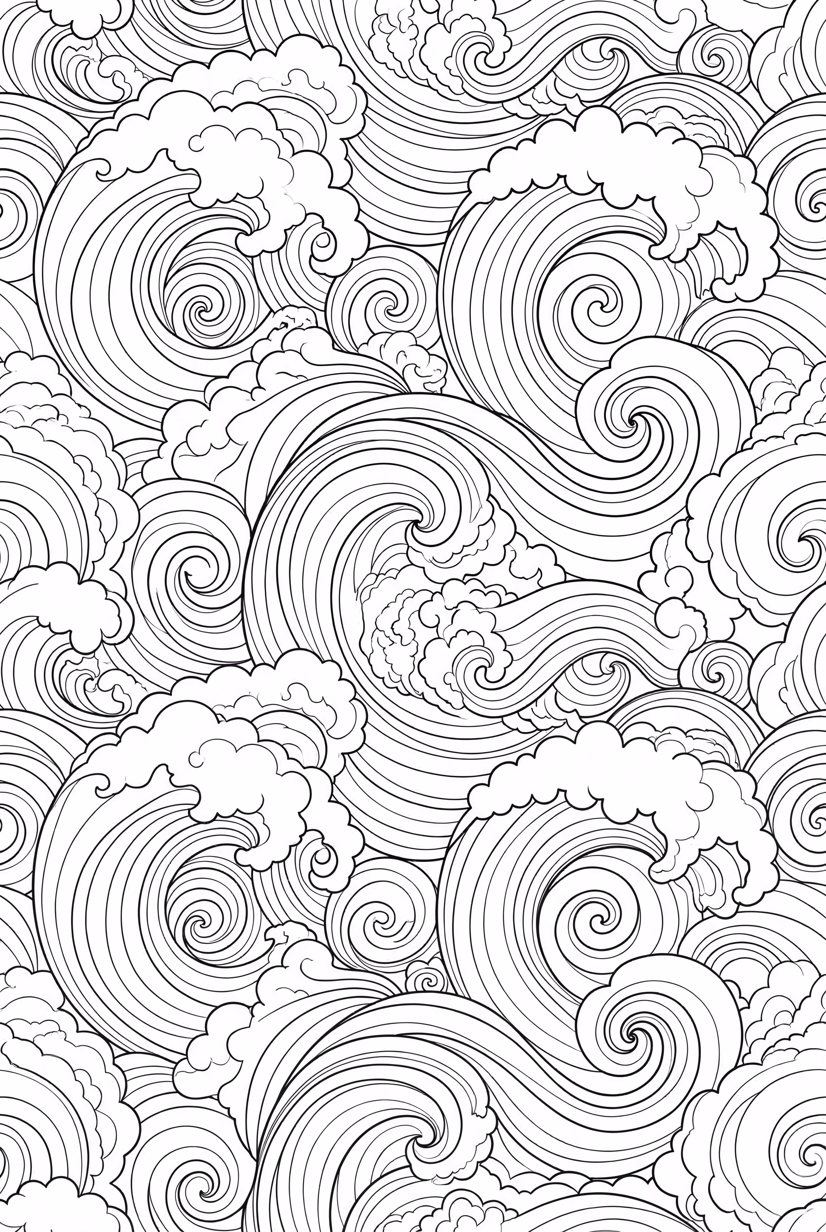 Motif complexe de vagues océaniques et de tourbillons