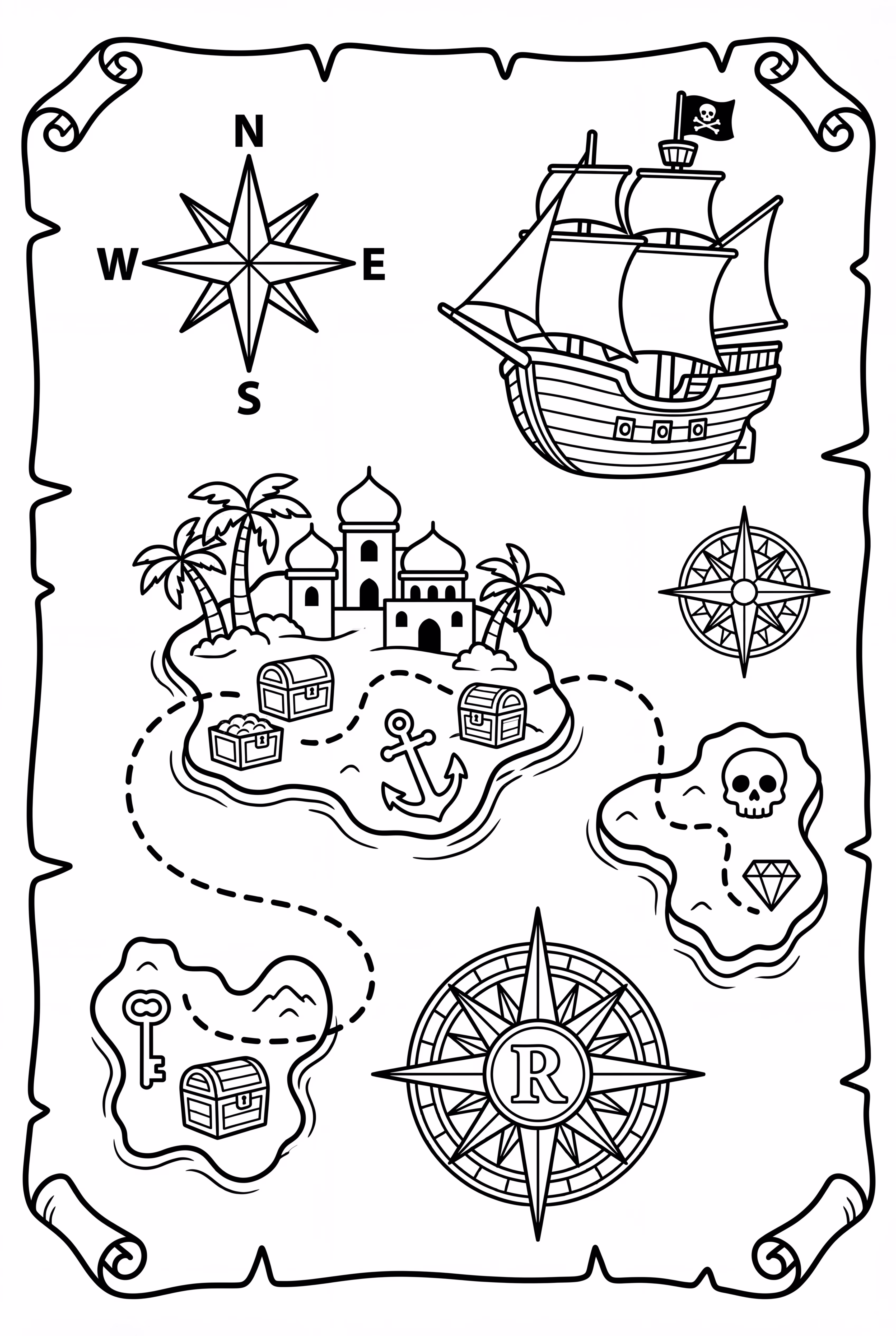 复杂的海盗藏宝图与岛屿