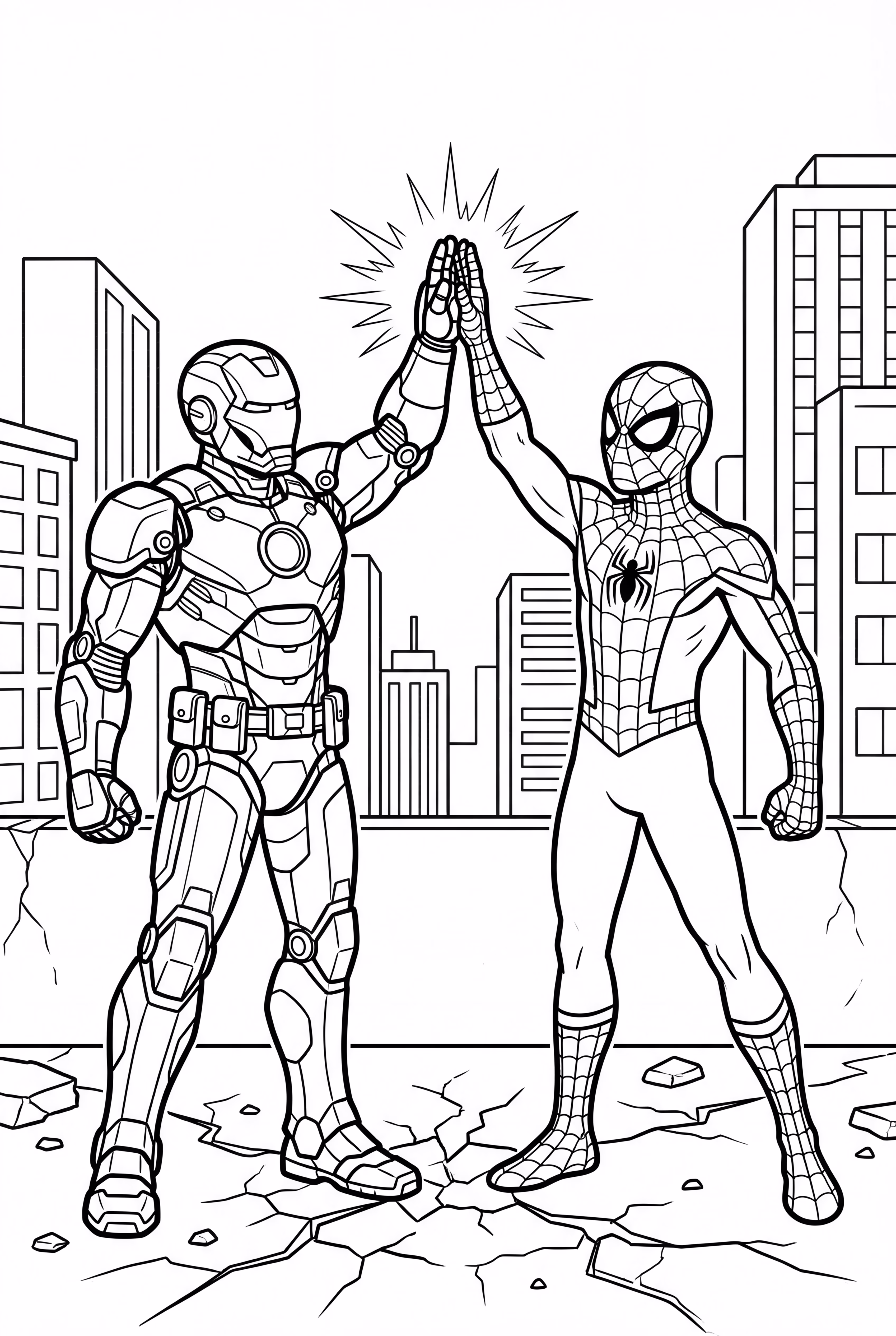 Iron Man and Spiderman High-Five