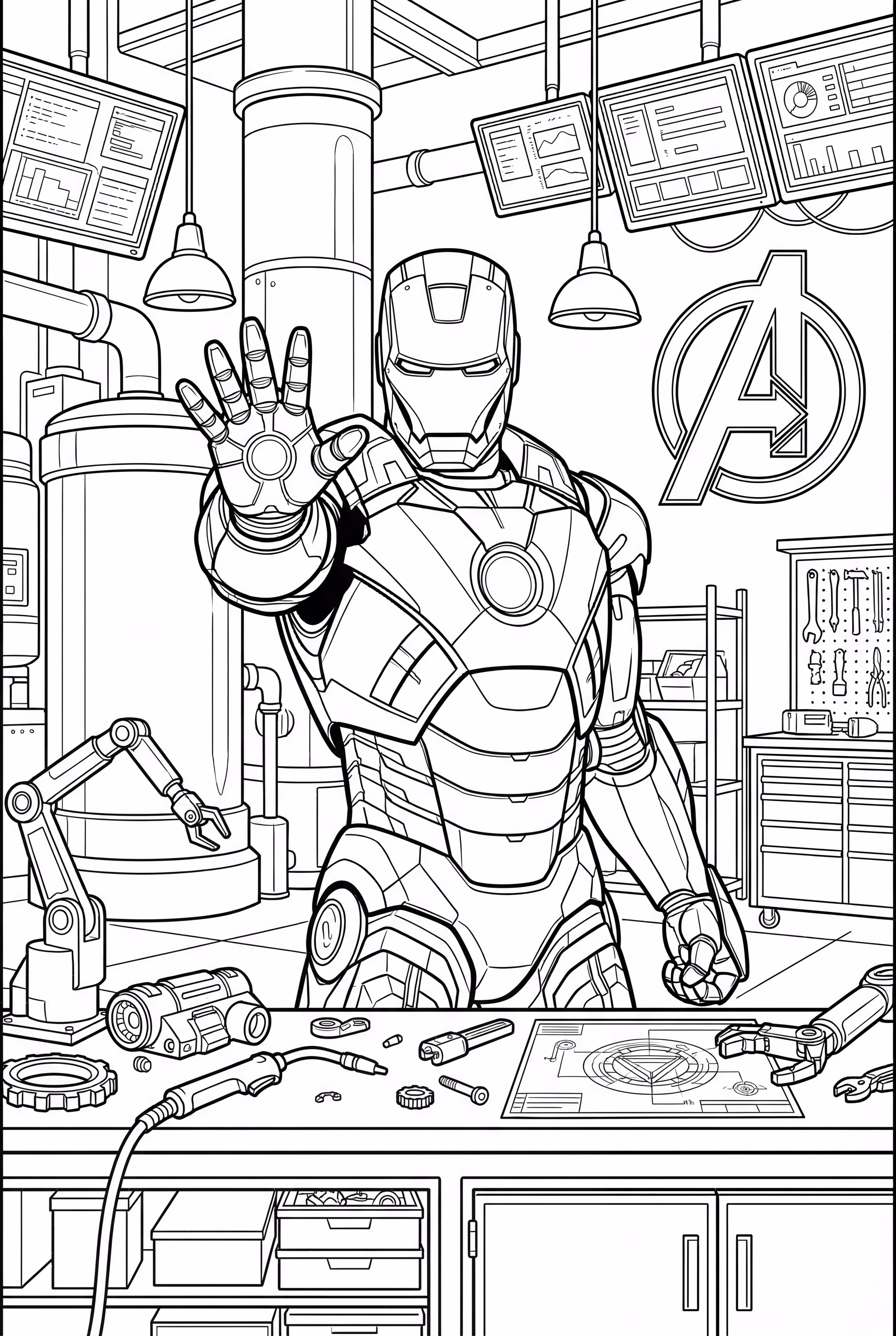 Iron Man Fixing His Armor
