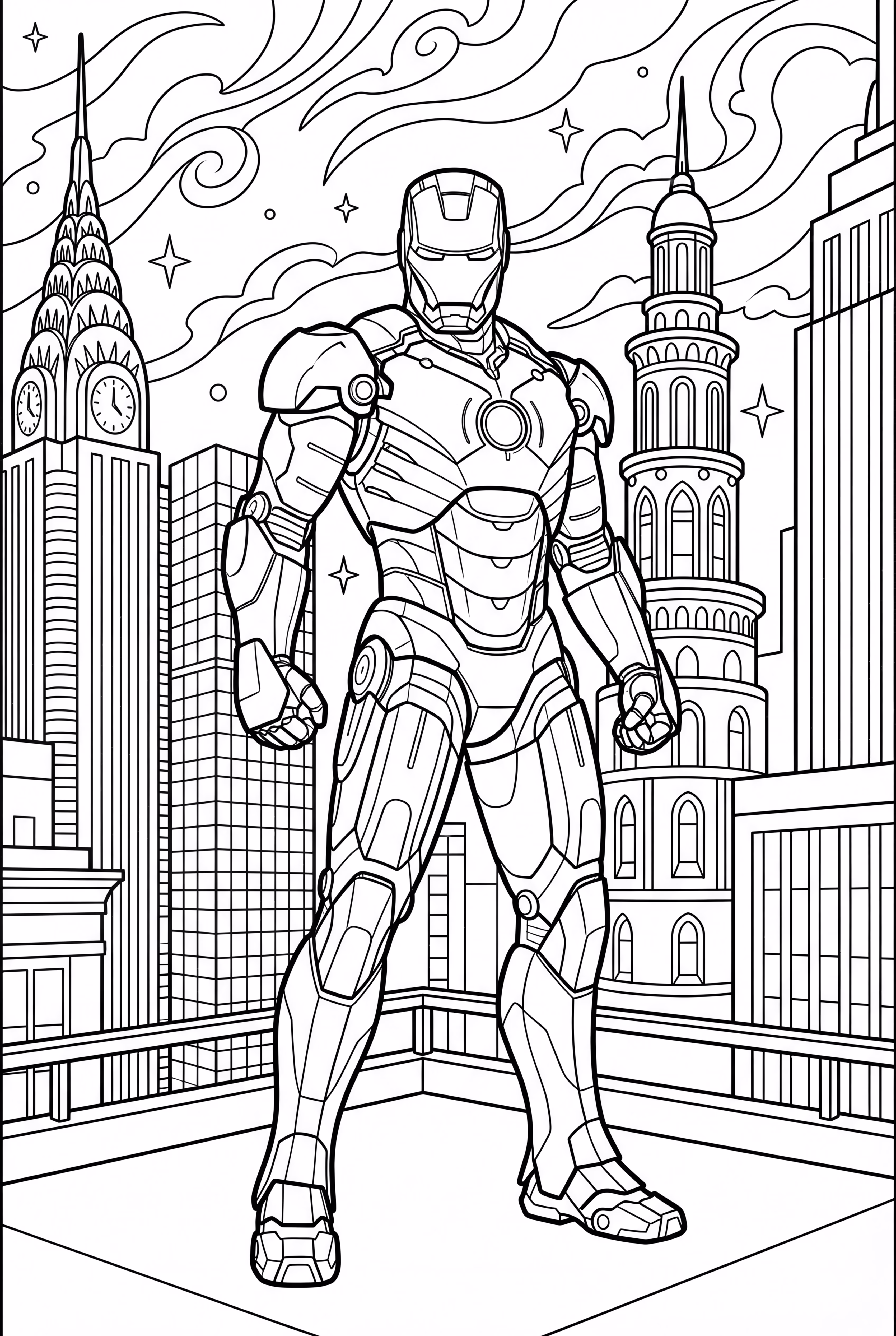 Iron Man in a Cityscape