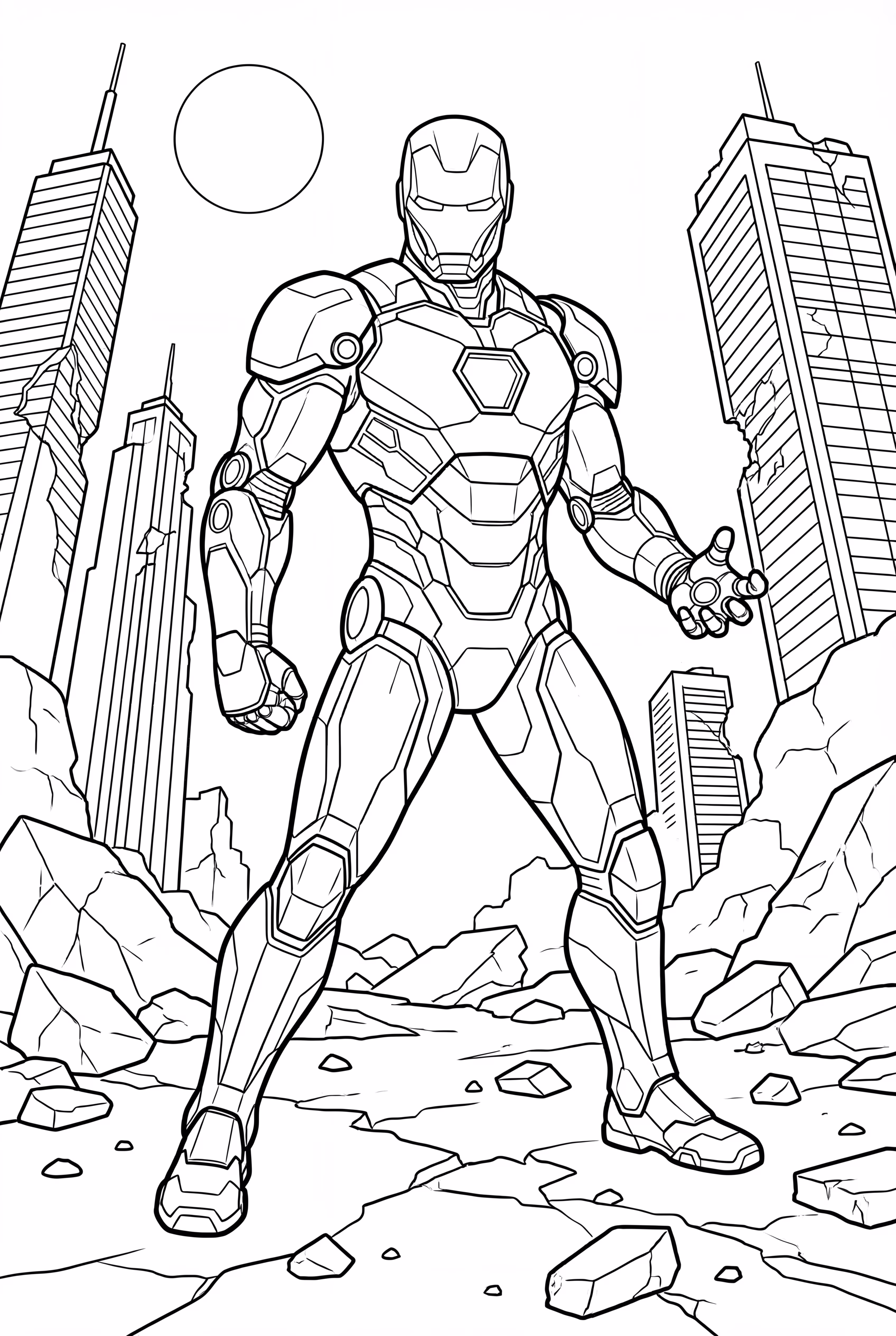 Iron Man in a Cityscape
