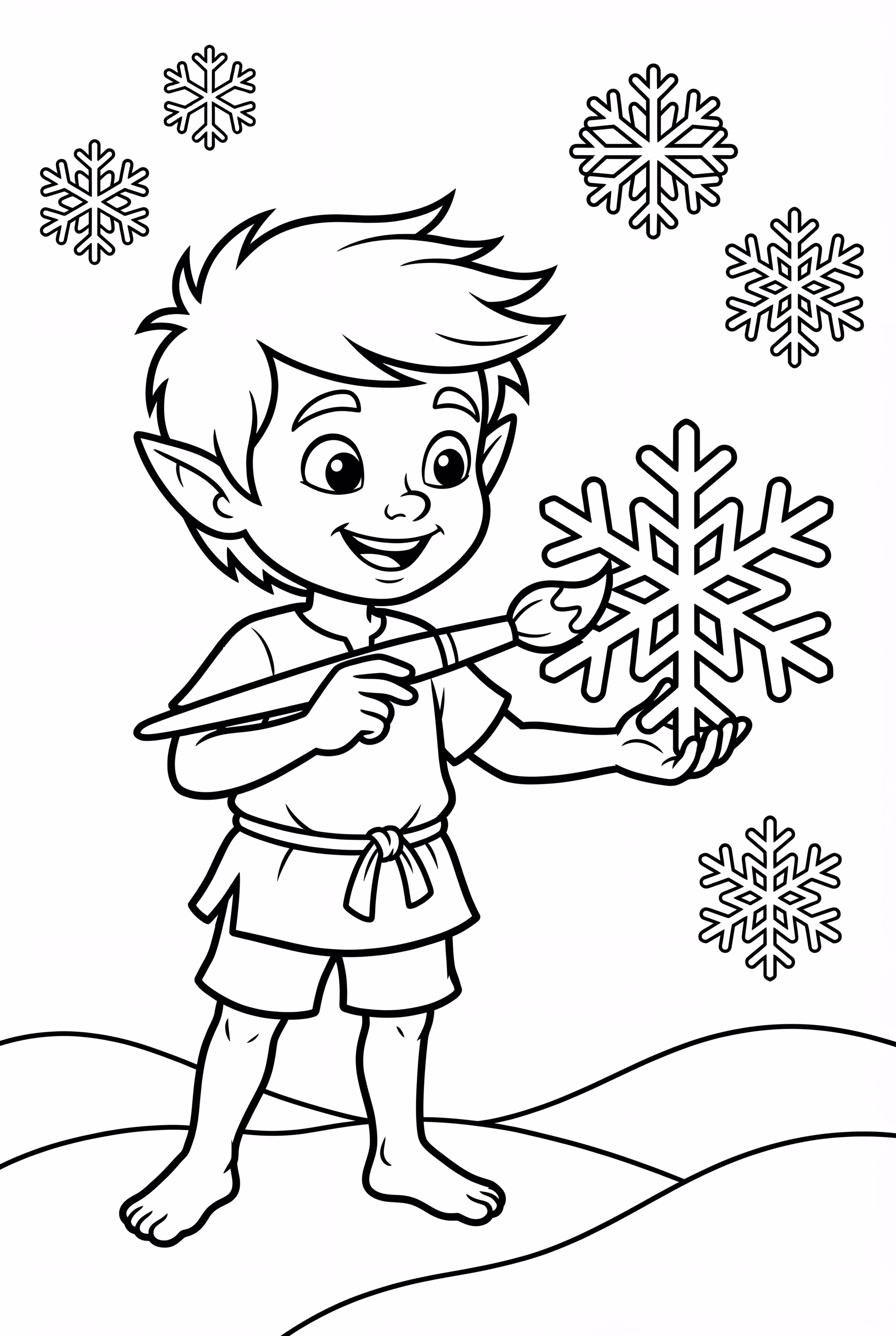 잭 프로스트가 눈송이를 그리고 있어요