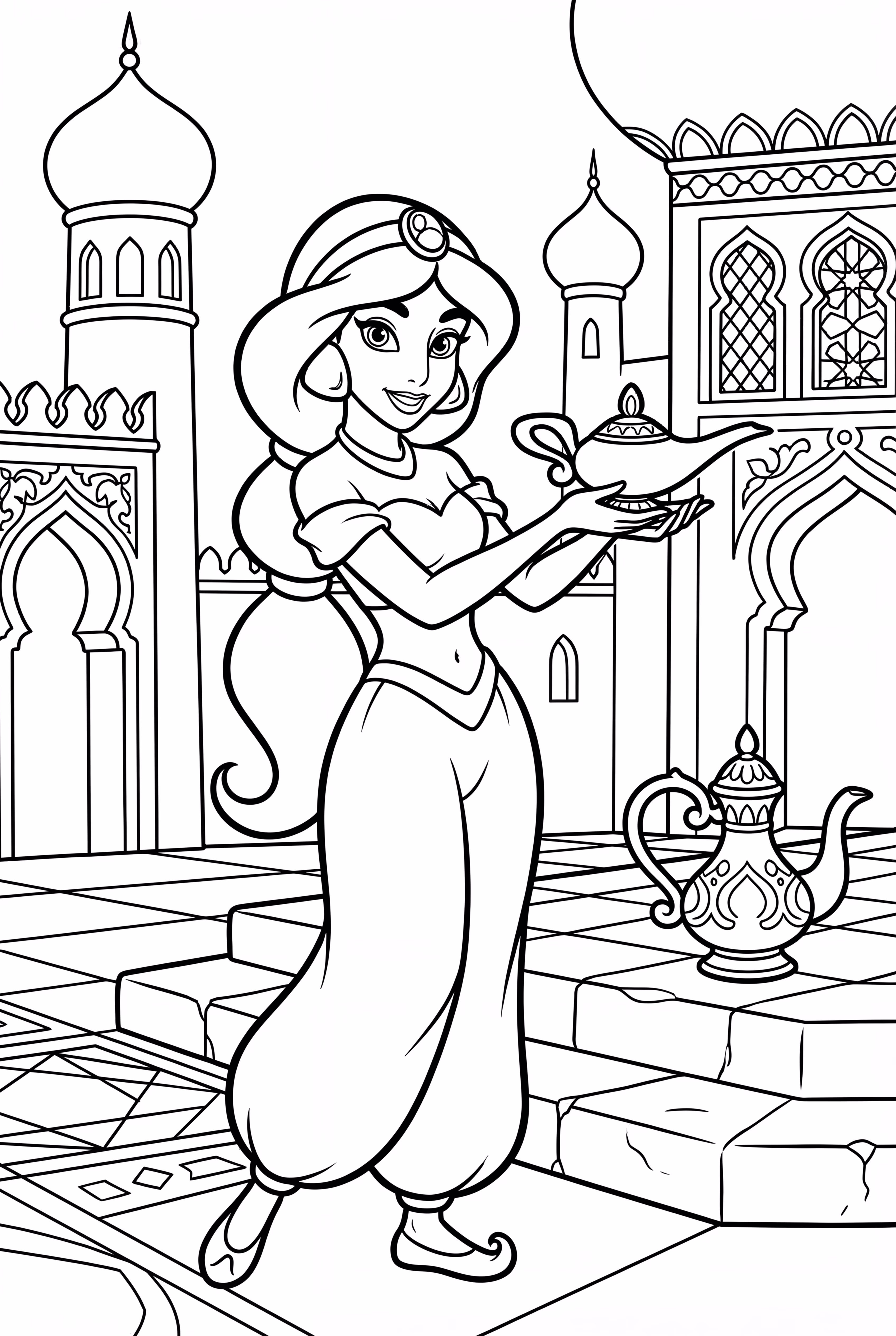 Jasmine Holding the Genie Lamp